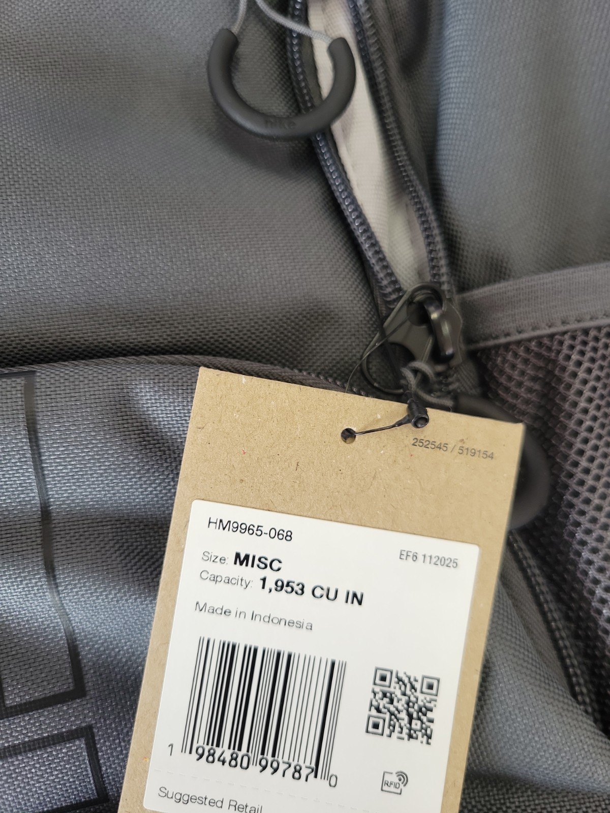 Nike Varsity Elite Backpack Iron Grey Black -HM9965-068 -32L -NEW-