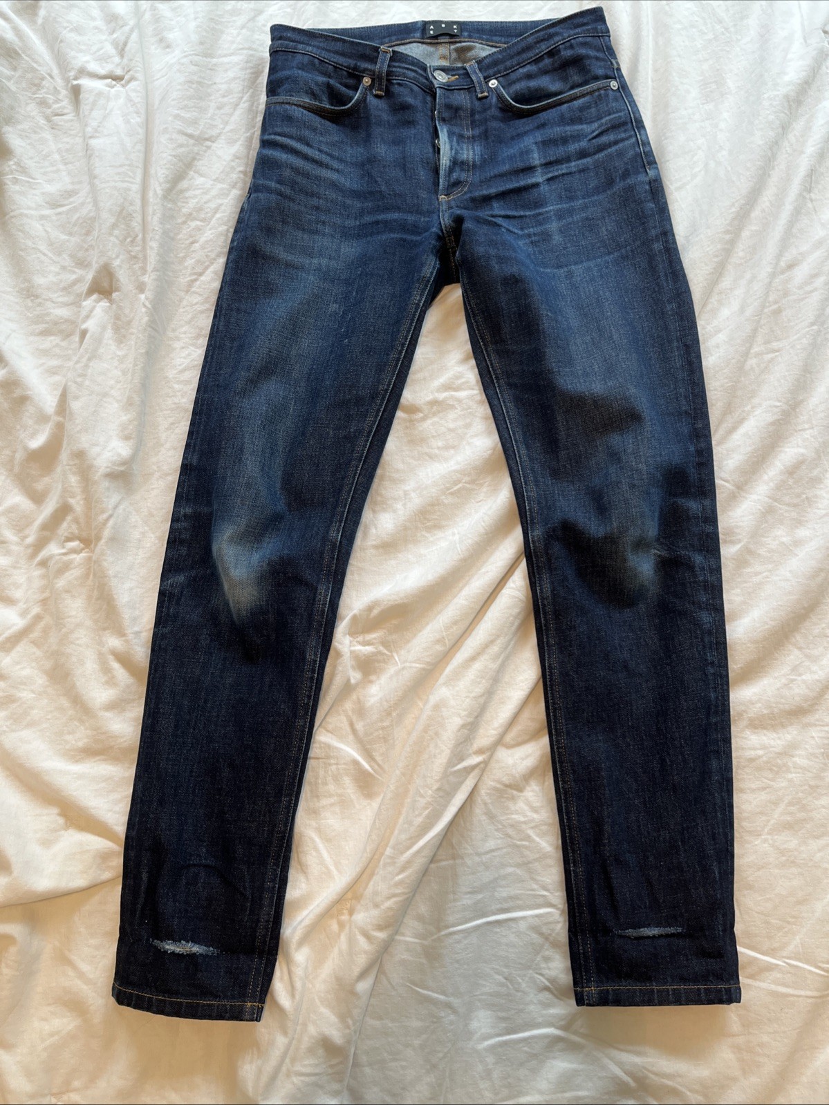 Asket Raw Denim Jeans – 31×34 (Fits 32×29 Cuffed) – Dark – 100% Organic Cotton
