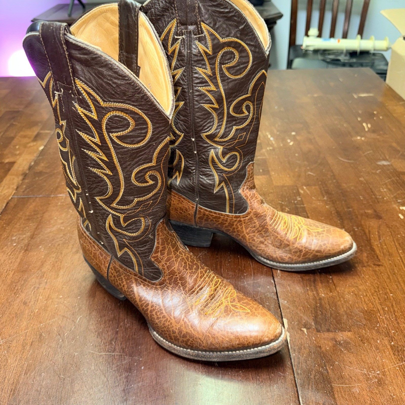 Sherplers Cowboy Boots Mens 9 D Brown Bullhide Leather Handcrafted 5135 Mexico