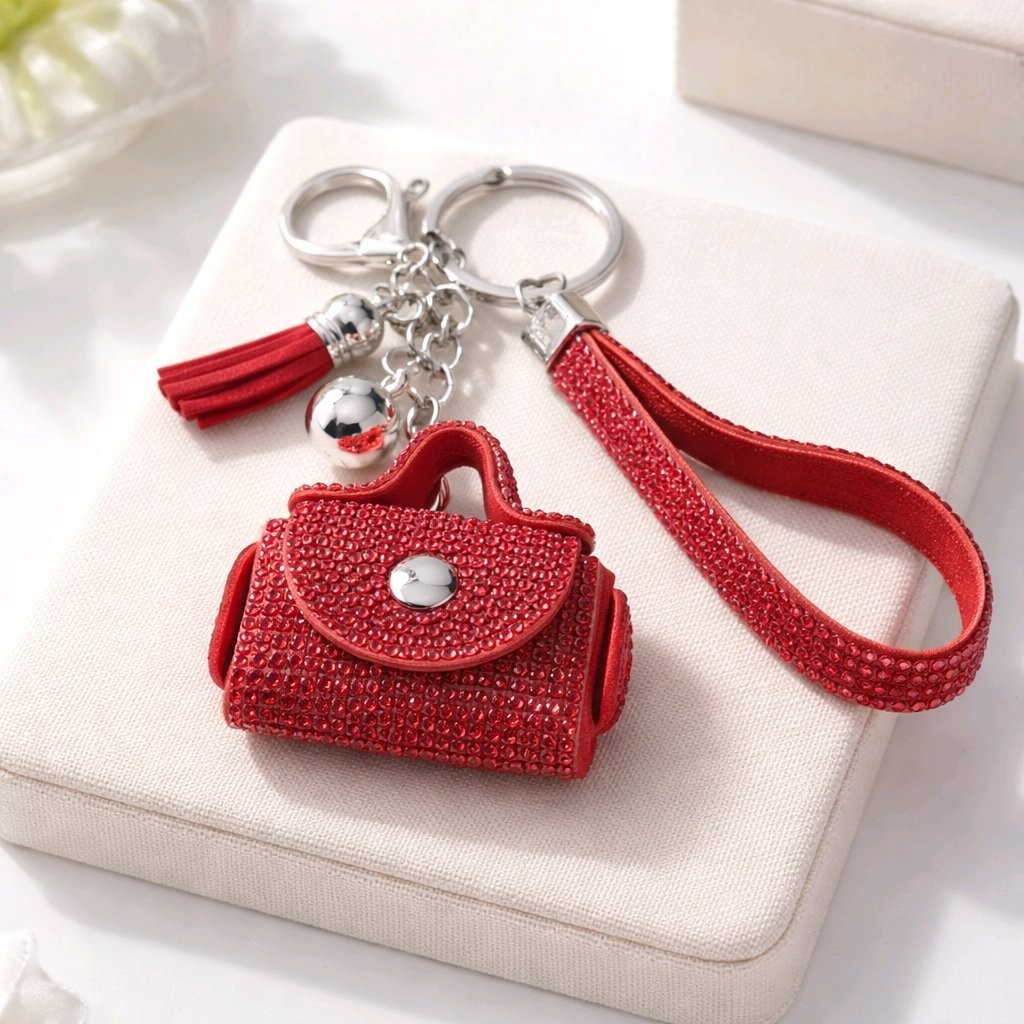 Luxury Rhinestone Mini Purse Keychain Sparkling Crystal Handbag Charm Bling NEW