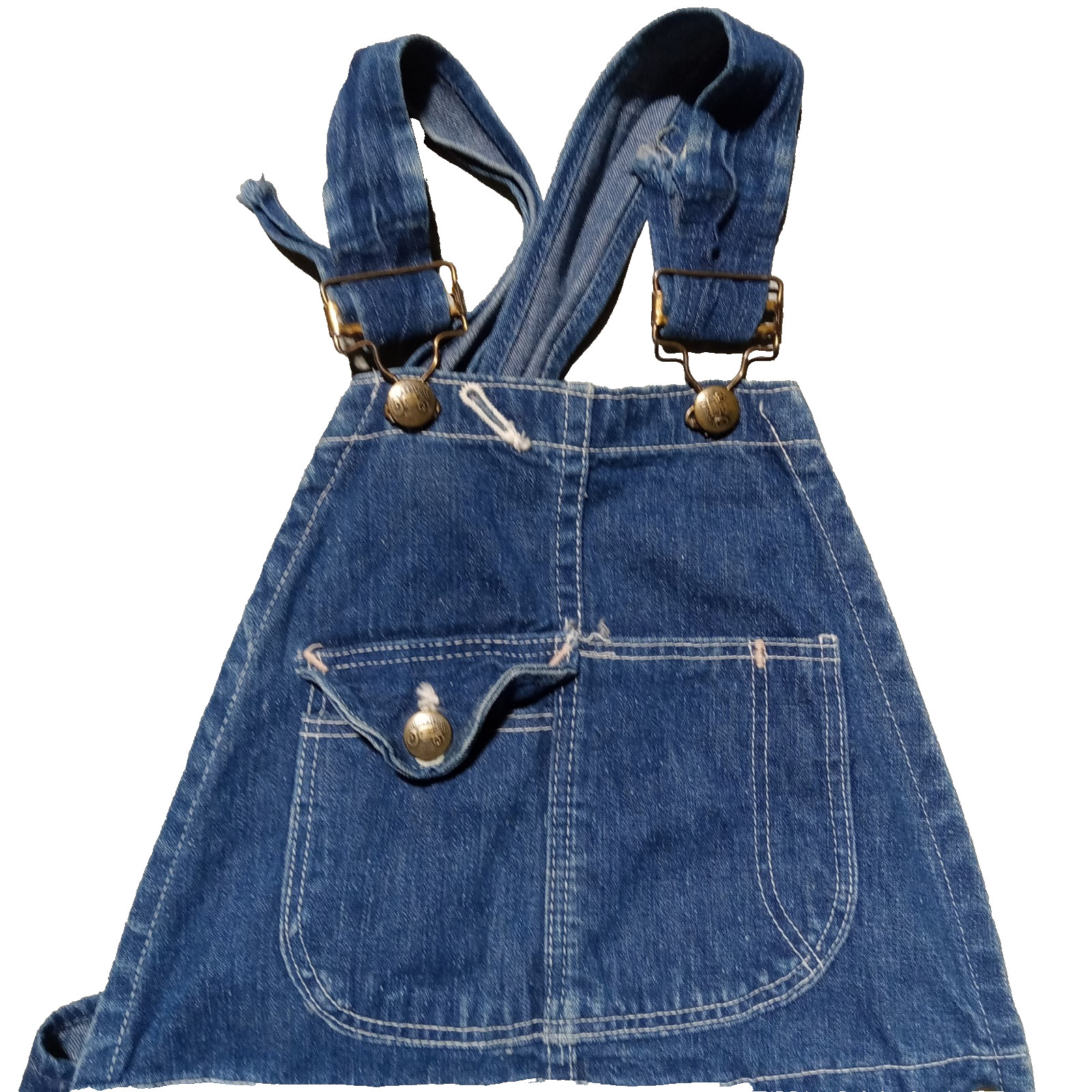 vtg OVERALLS SELVEDGE TRACTOR BUTTONS Denim INDIGO boys youth RARE xxs USA made