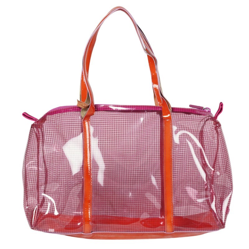 MIU MIU Transparent Handbag Pink & Orange Size H 9.8 x W 13.7 x D 4.3 in