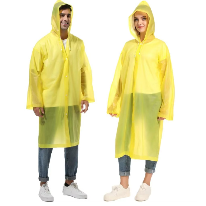 Men Black Waterproof Long Raincoat Rain Coat Hooded Trench Jacket Outdoor Hiking