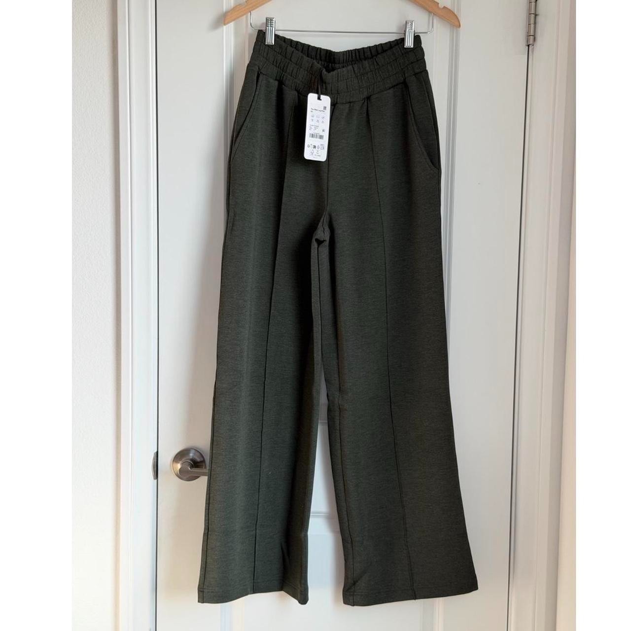Varley The Wide Leg Pant 30″ in Olive Marl, Size Small