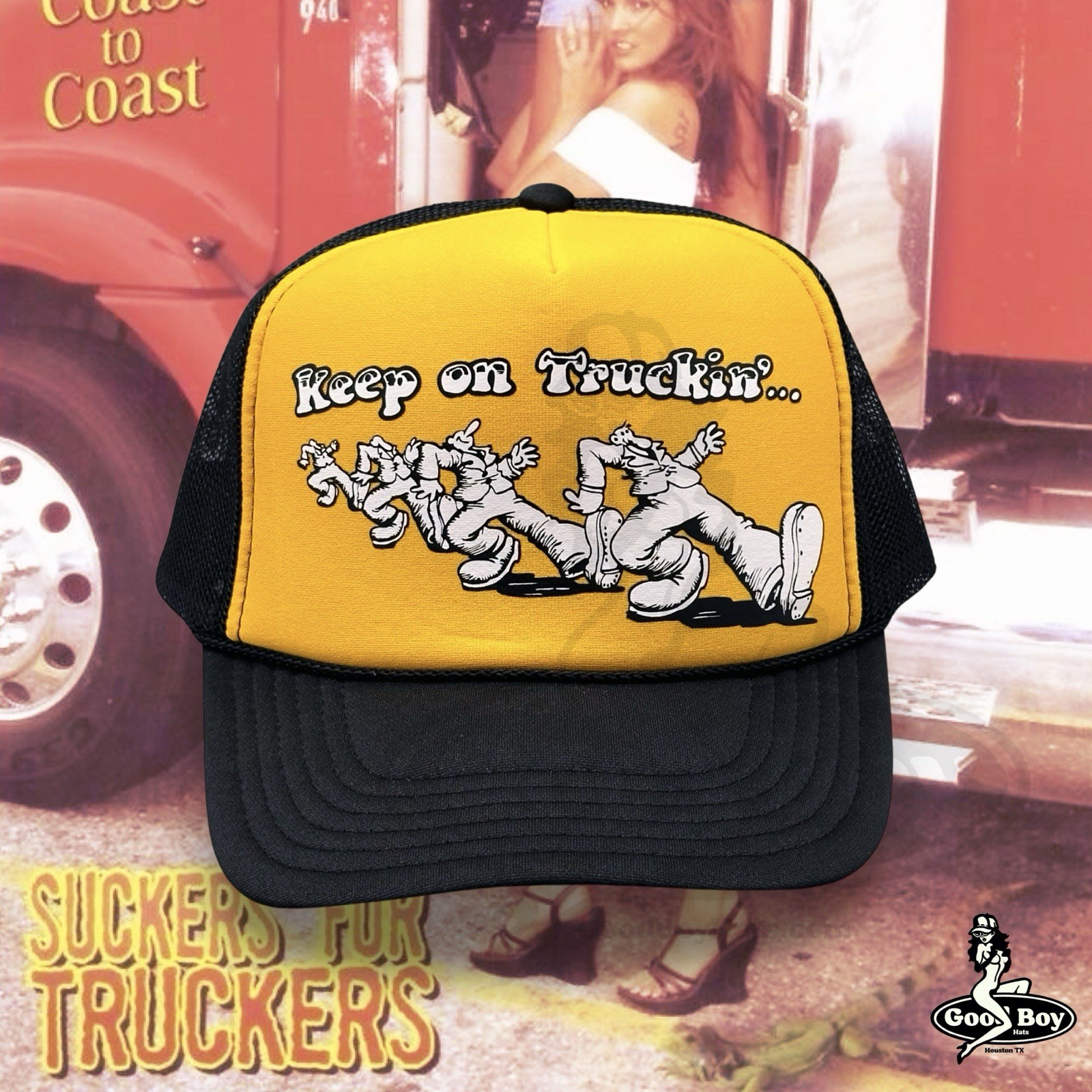 Keep on Truckin’ Hat Retro Mesh Trucker Rope Cap Snapback Robert Crumb Biker