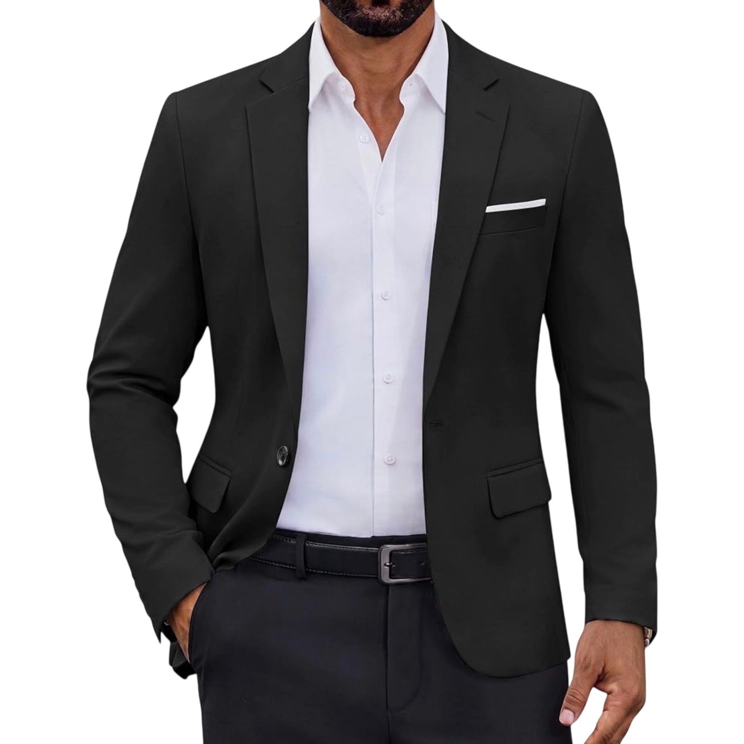 NEW Coofandy Men’s Classic One Button Single Breasted Blazer Black Size L (42)