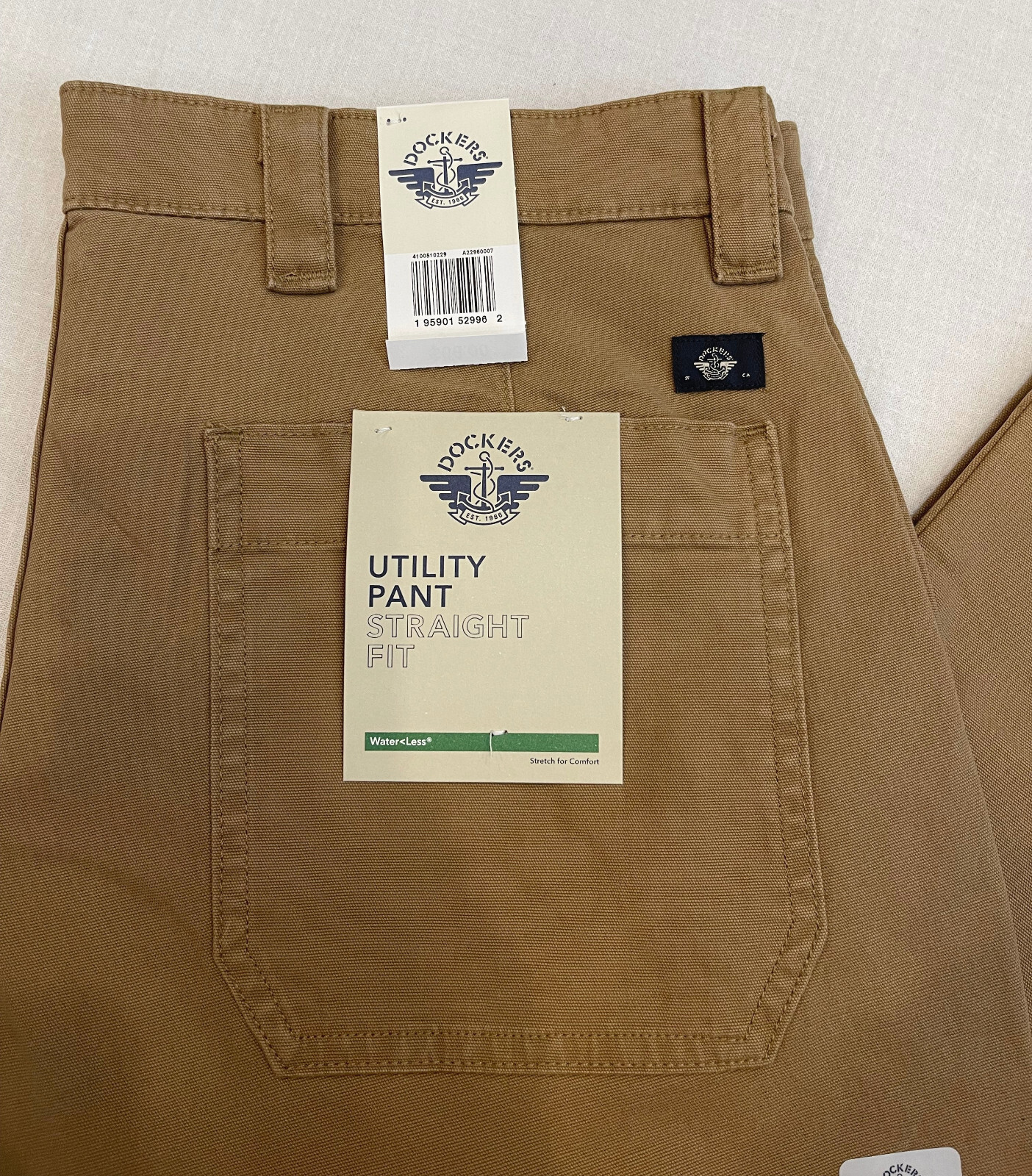 Dockers Mens Utility Pants Straight Fit Stretch Sizes: 33, 34, 36, 38 Brown