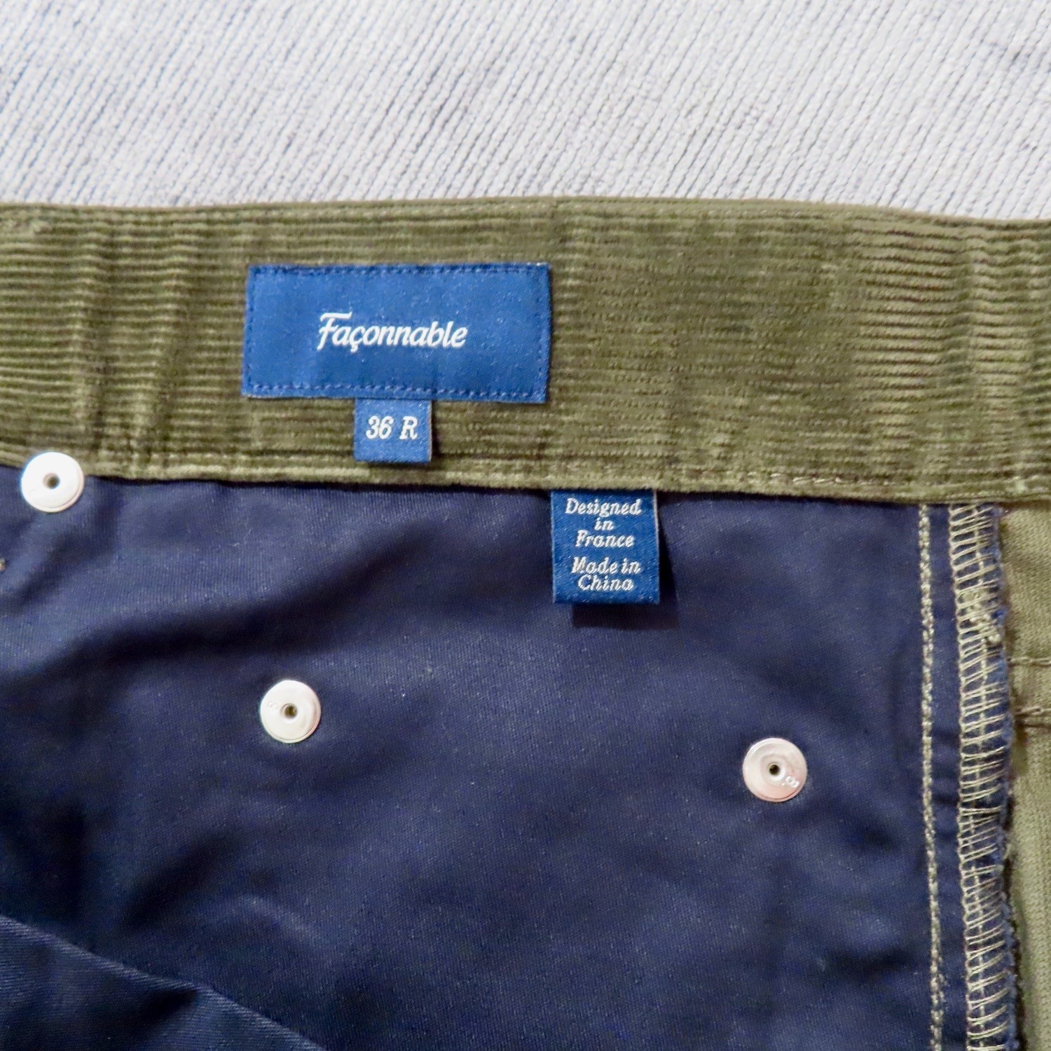 Mens Faconnable 5 Pocket Pants 36R Green Corduroy Cotton Straight Leg 36×33.5