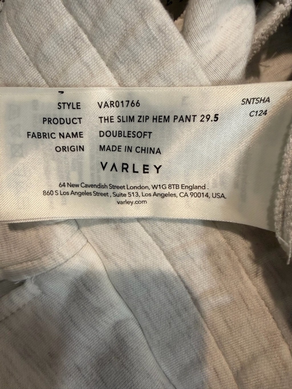 Varley The Slim Zip Hem Pants 29.5″ Ivory Marl Women’s Size Large