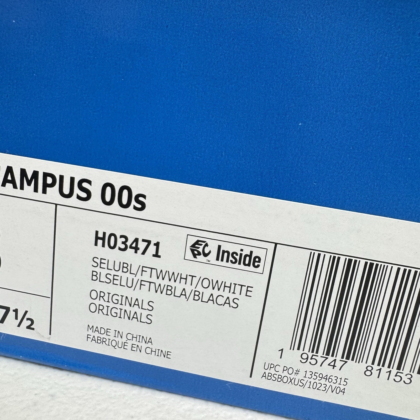 Adidas Campus 00s Lucid Blue Gum Men’s H03471 Size 7-13