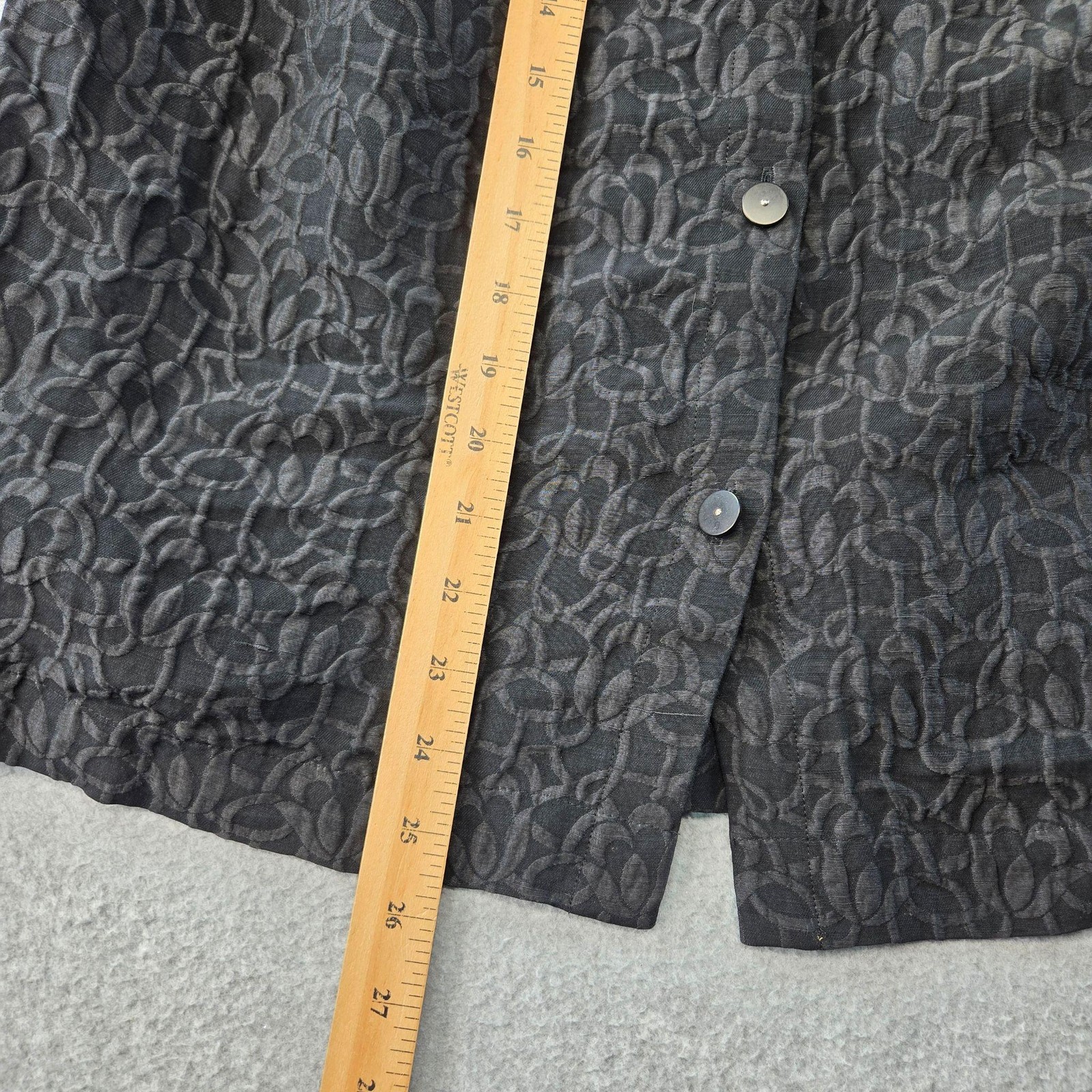 Kate Hill Jacket Womens 14W Black Silk Blend Crepe Collared Button Relaxed