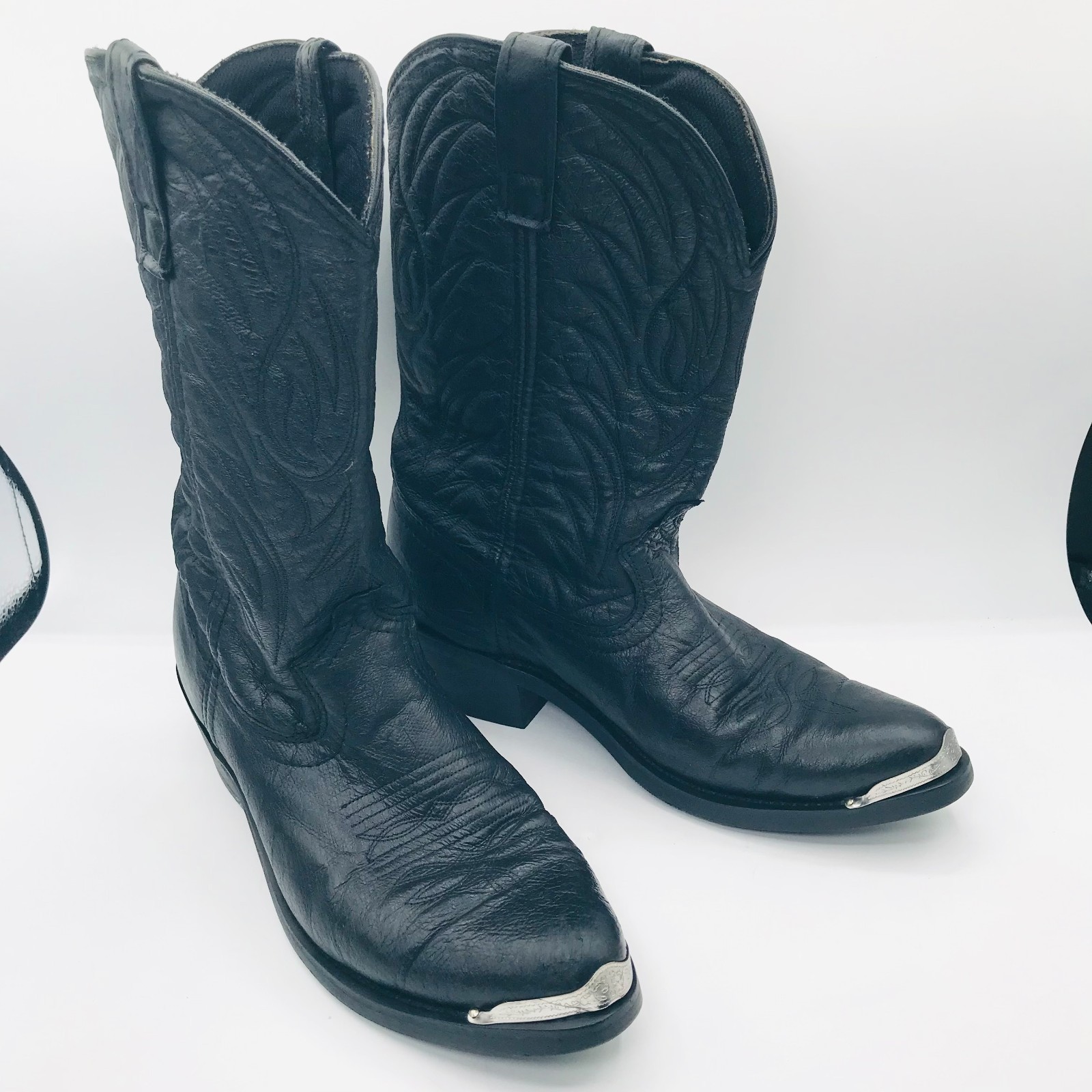 Laredo East Bound Black Pigskin Leather Western Cowboy Boots 68610 Men Size 8 D