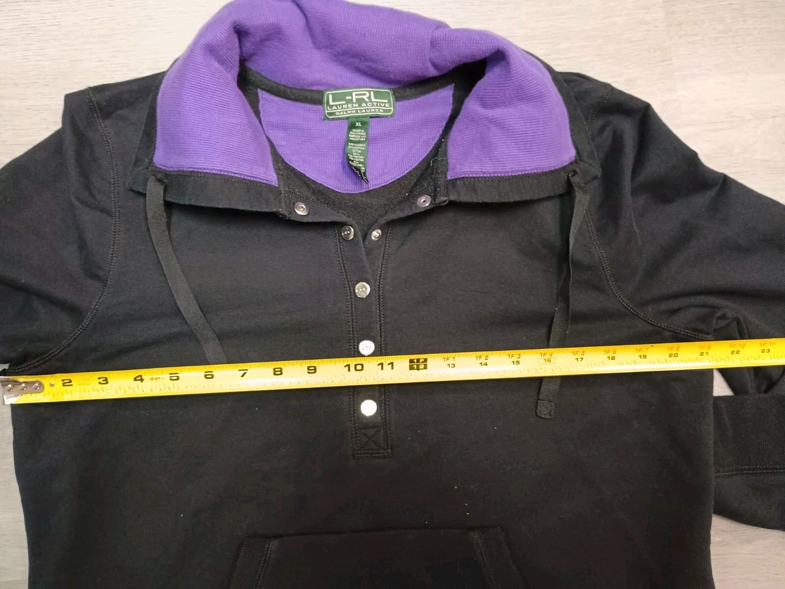 Vintage Women’s Lauren Ralph Lauren Active Black Purple Pullover Button Size Xl