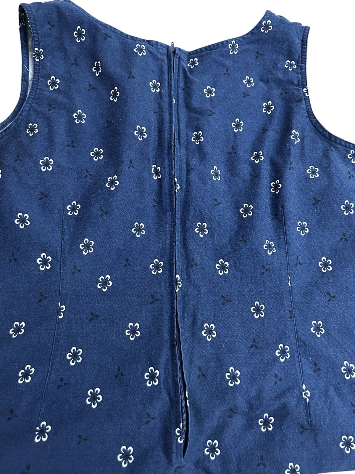 Silhouettes Women’s Size 22W Printed Sleeveless Shift dress Navy Blue Cotton