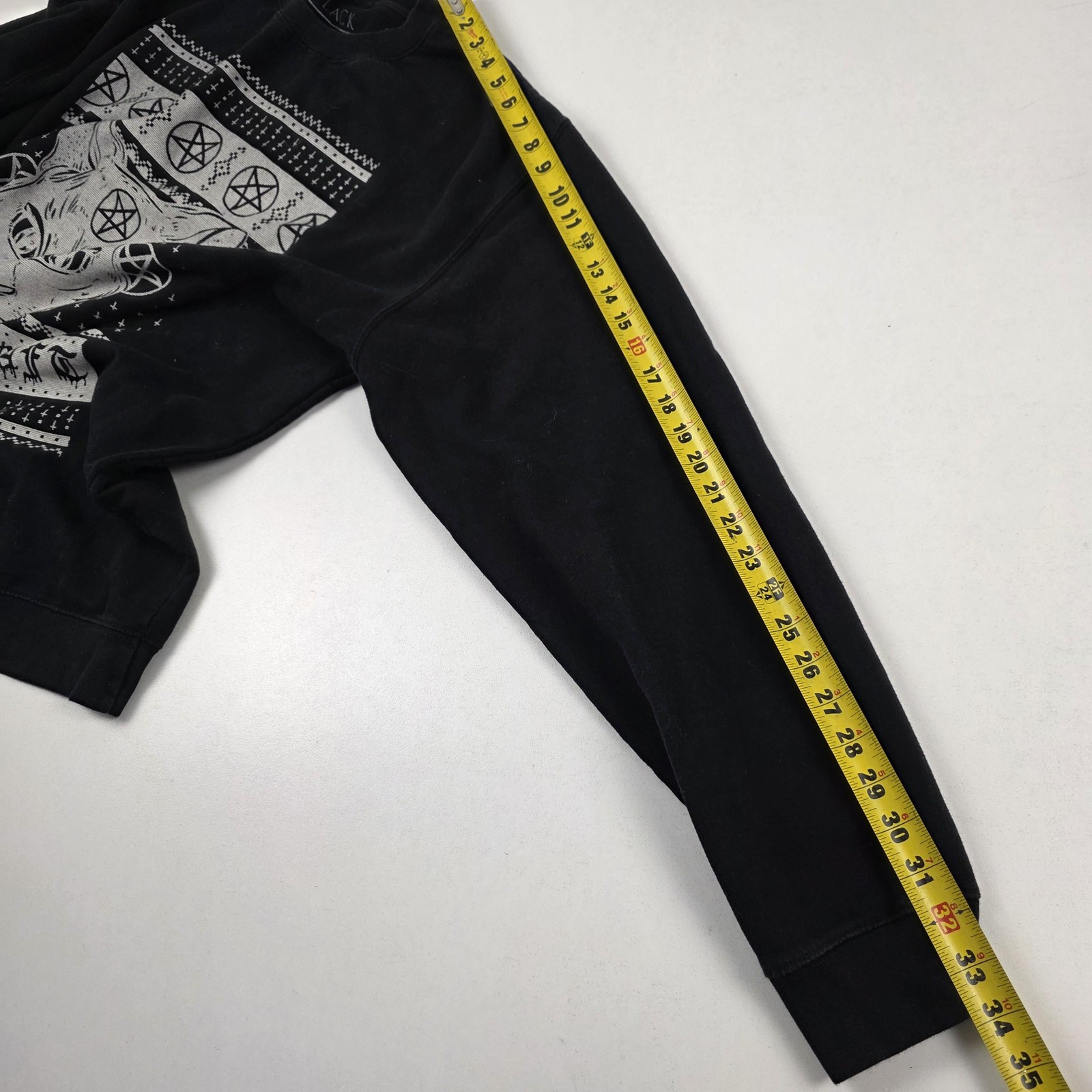 Blackcraft Sweatshirt Mens L/XL Black Cat Pentagram Graphic Pullover Goth