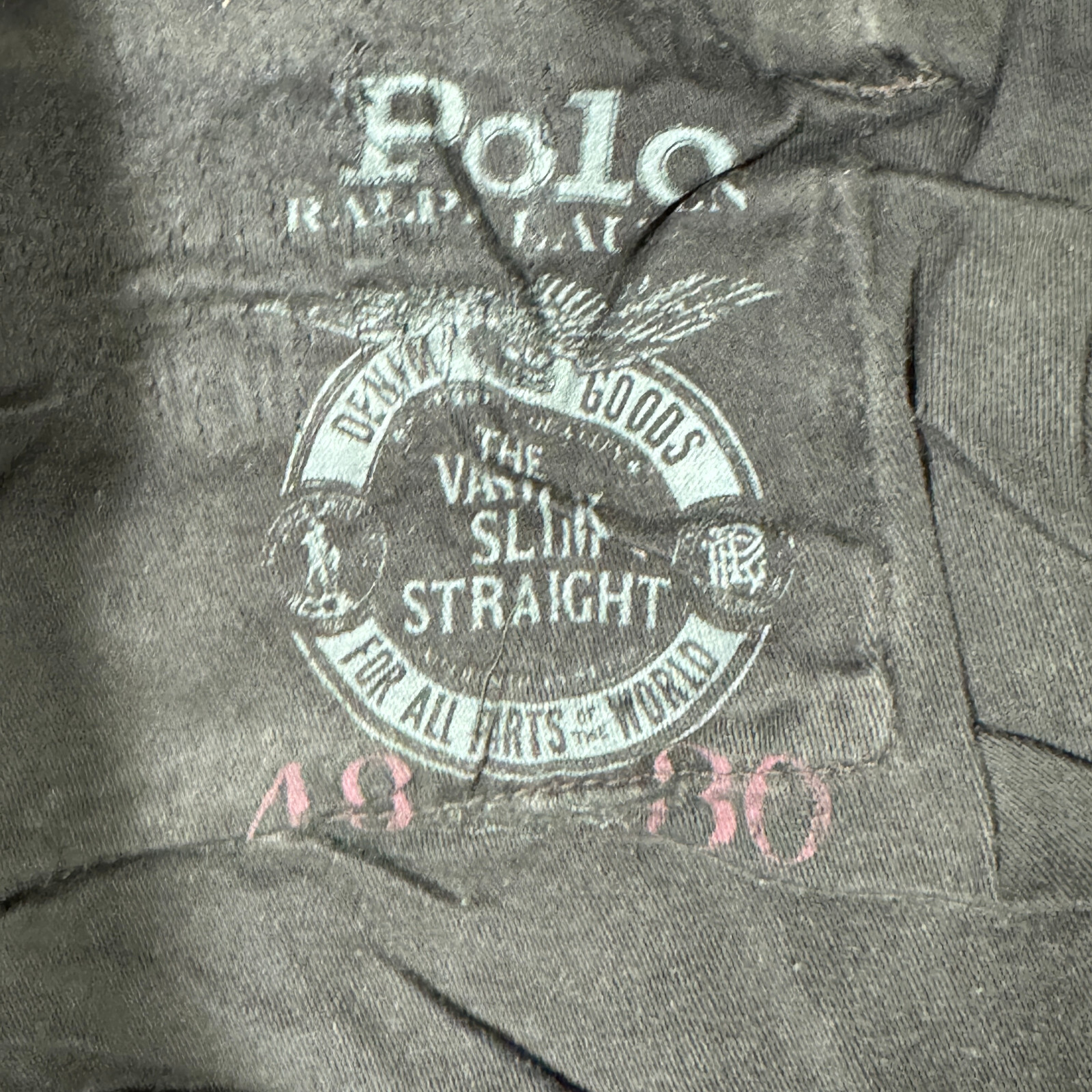 Ralph Lauren Jeans Mens 48×30 48B Black Denim Varick Graffiti Patchwork Skull