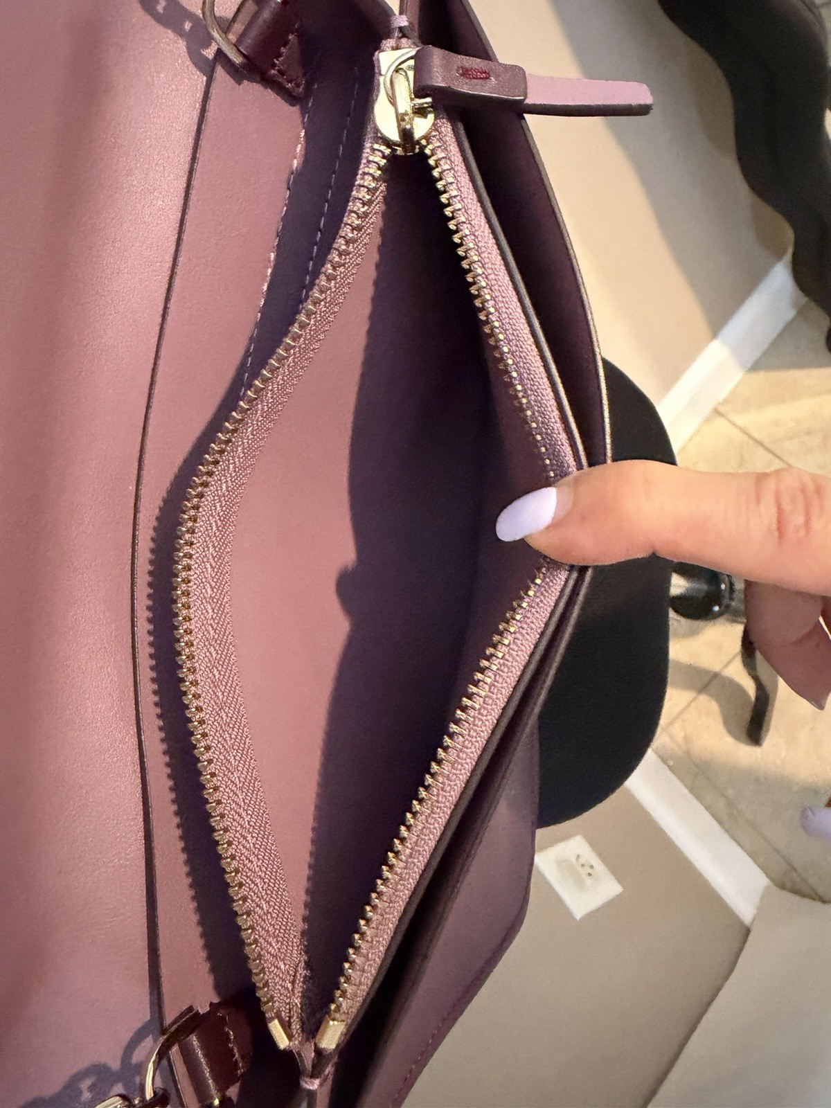 Kate Spade New York Purple Flap Shoulder Bag Chain Strap Lined Inner Pockets
