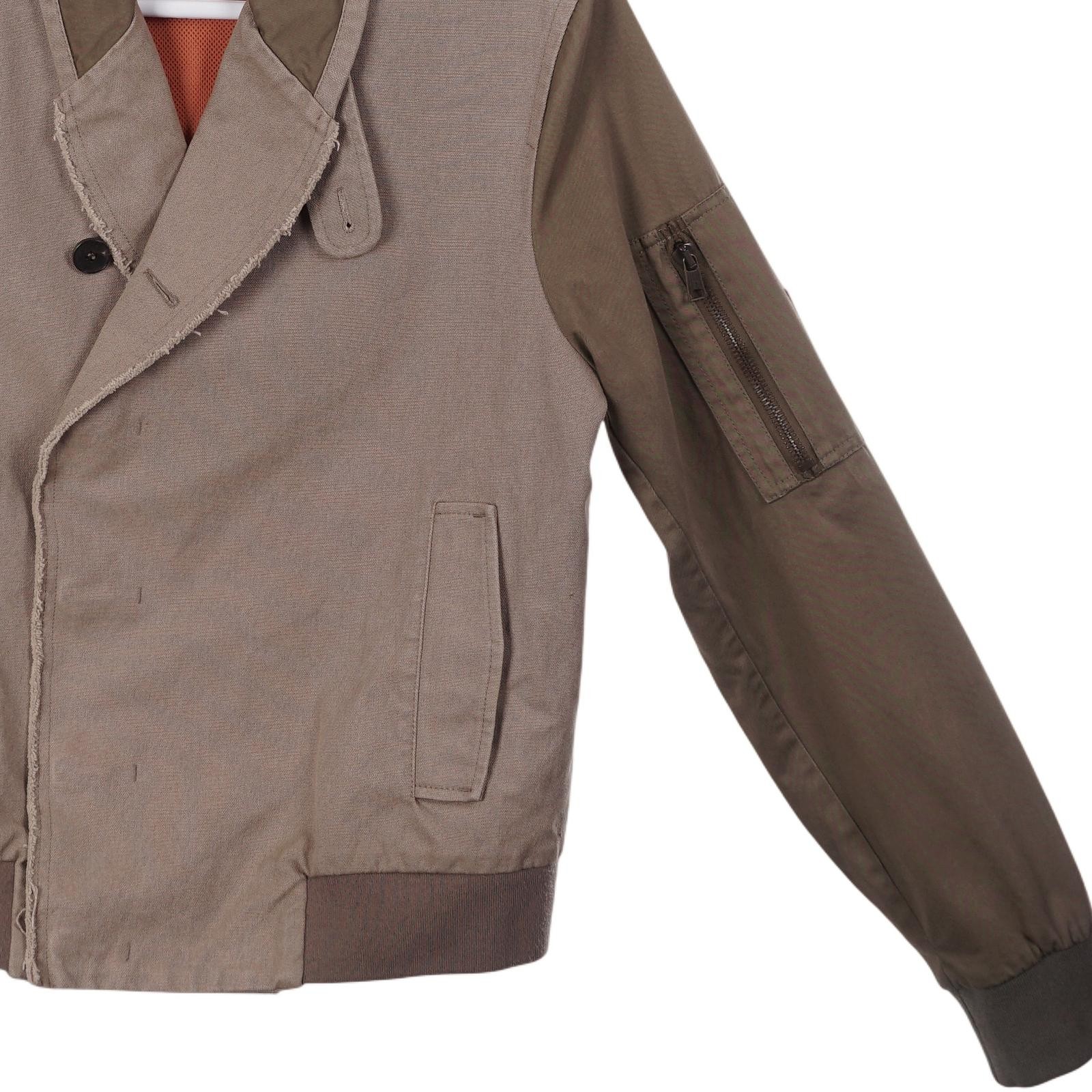 Alexander McQueen Bomber Jacket IT 52 Brown Canvas Green Shawl Collar Button Up
