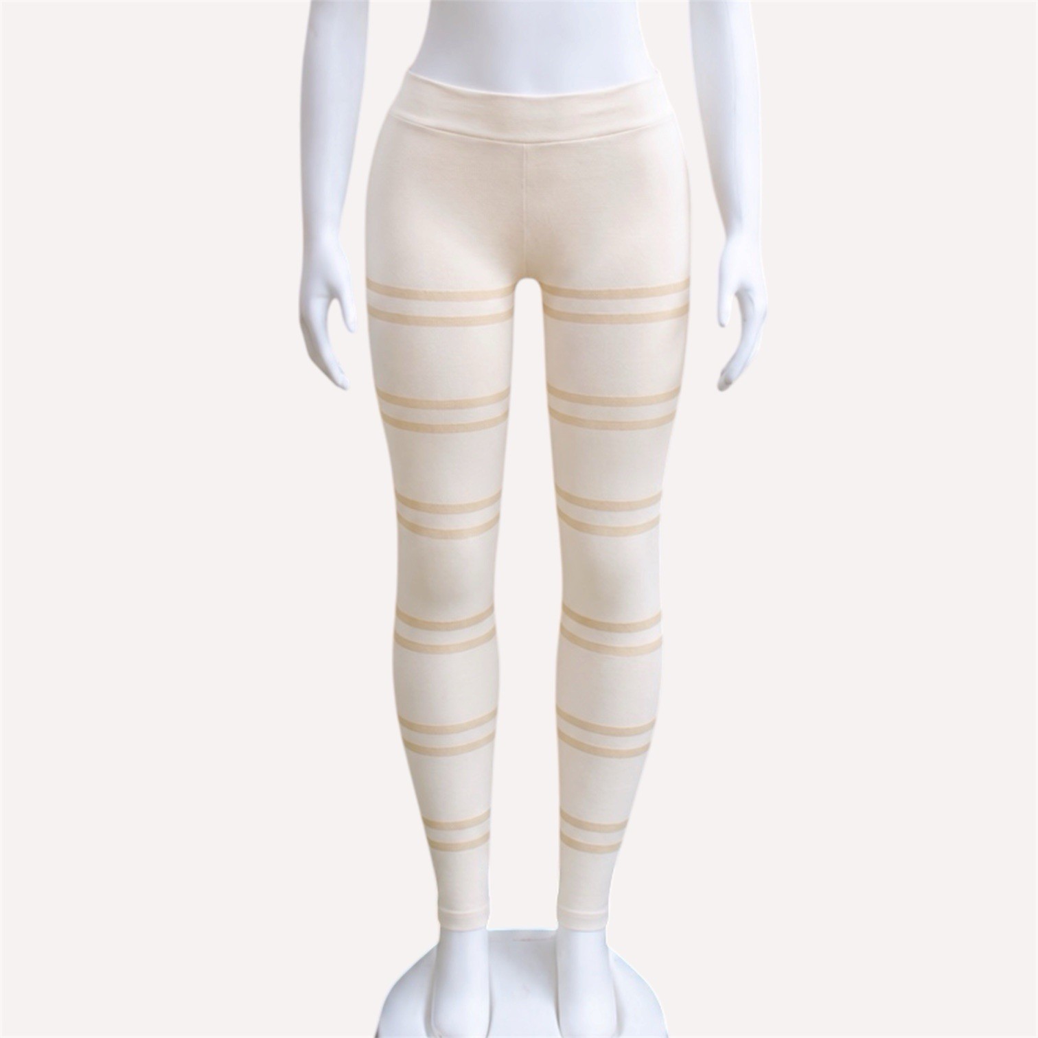 H&M Athleisure gold & cream Striped glittery footless tights size XS