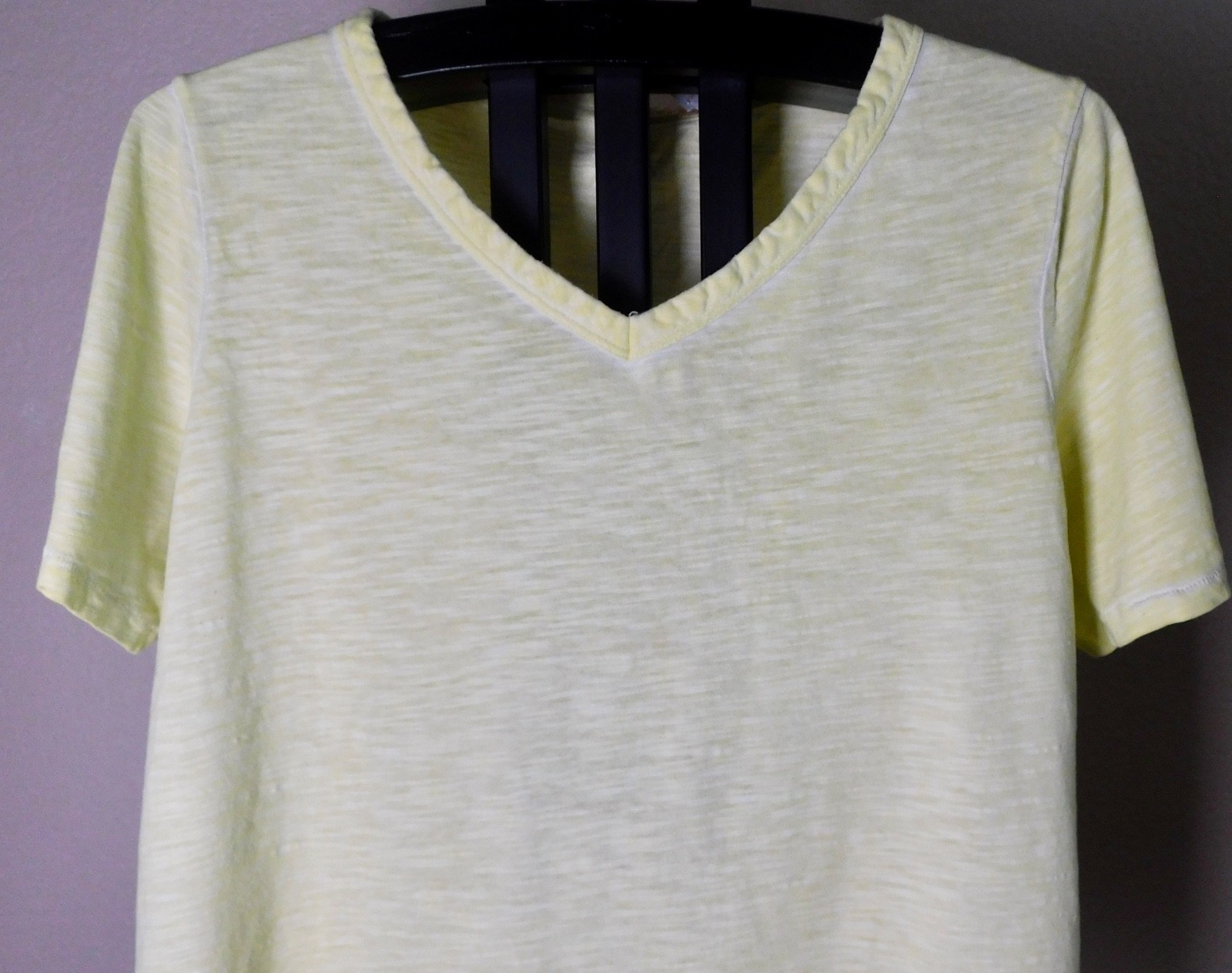 Chico’s Ultimates Women’s Pastel Yellow V-Neck Tee Size 3 XL Cotton Modal Top