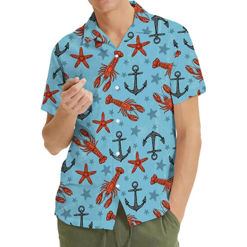 Nautical Lobster Hawaiian Shirt Men