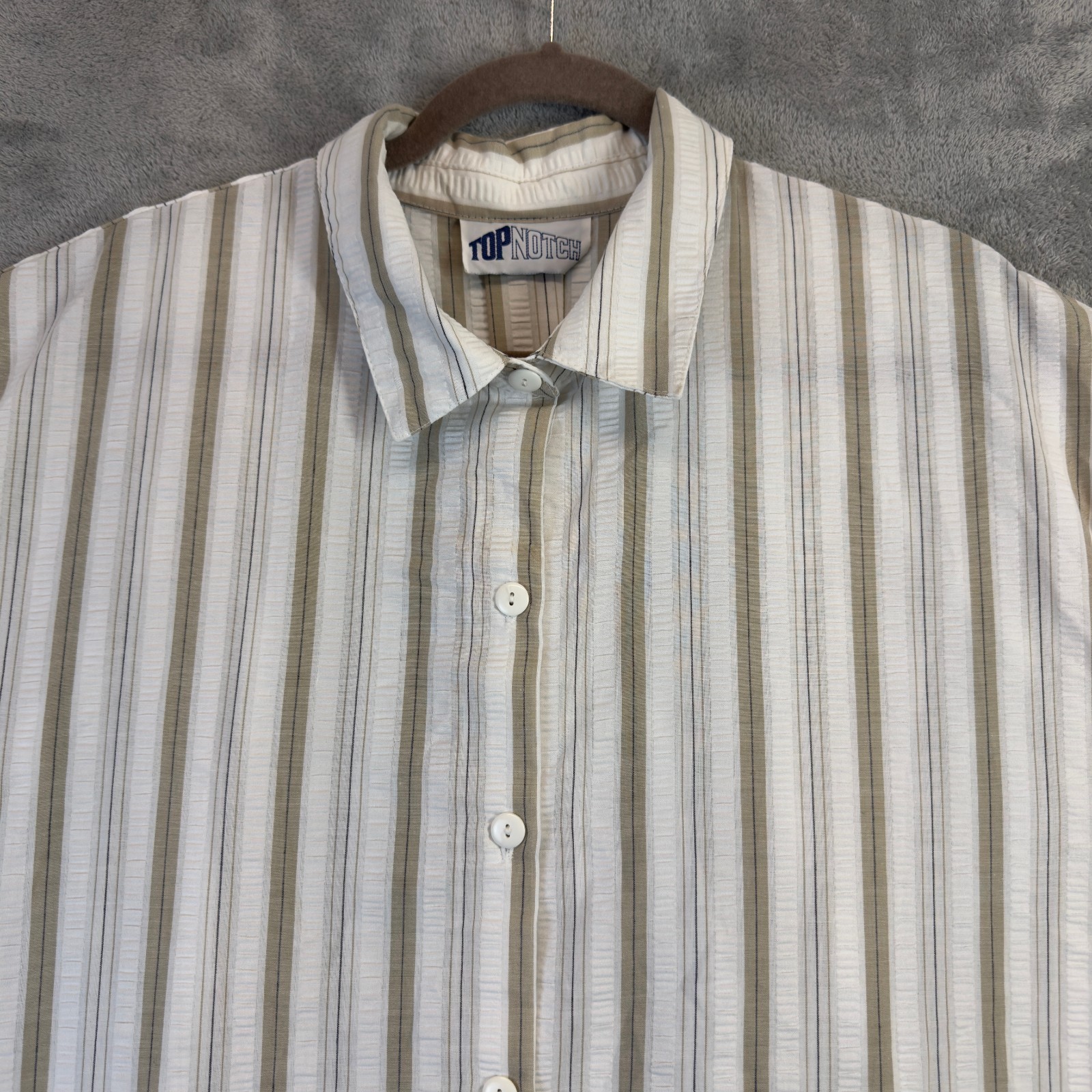 Top Notch Shirt Women Plus 22W-24W White Striped Short Sleeve Button Up VTG 80s