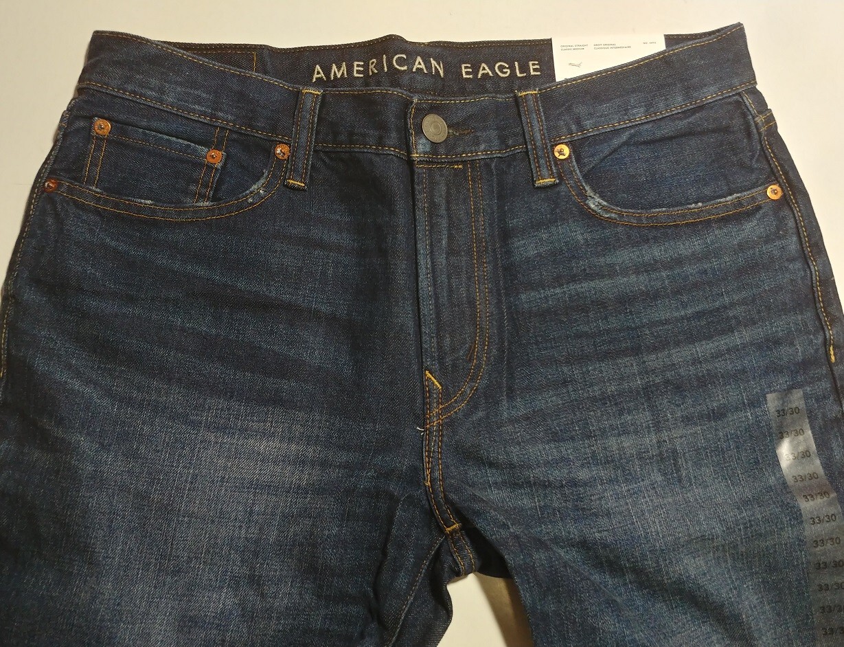 NWT American Eagle Men’s NO STRETCH Classic Original Straight Jean【33 x 30】D476