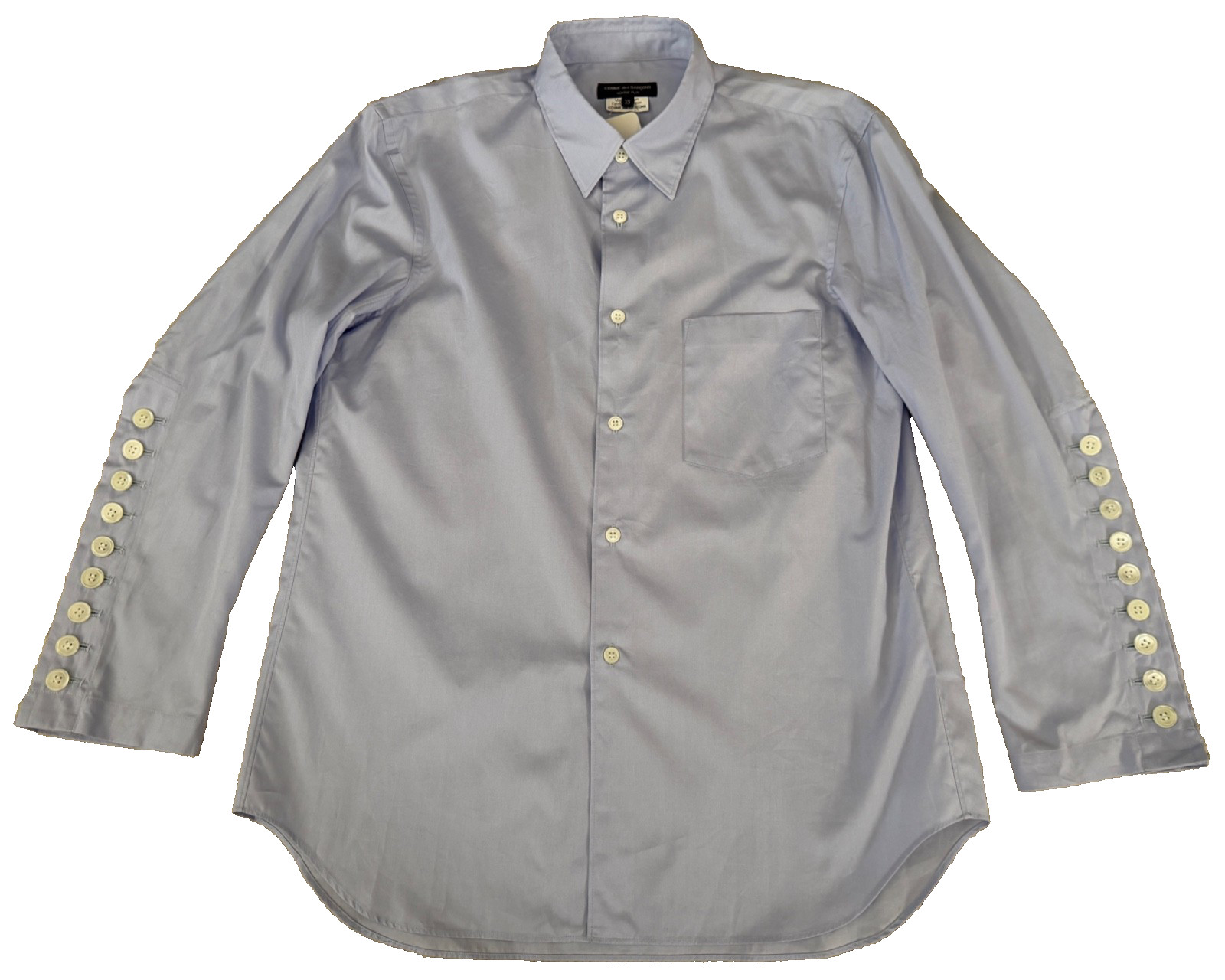 NWT Comme Des Garcons Homme Plus Blue Nine Button Long Sleeve Shirt Sz XS $790