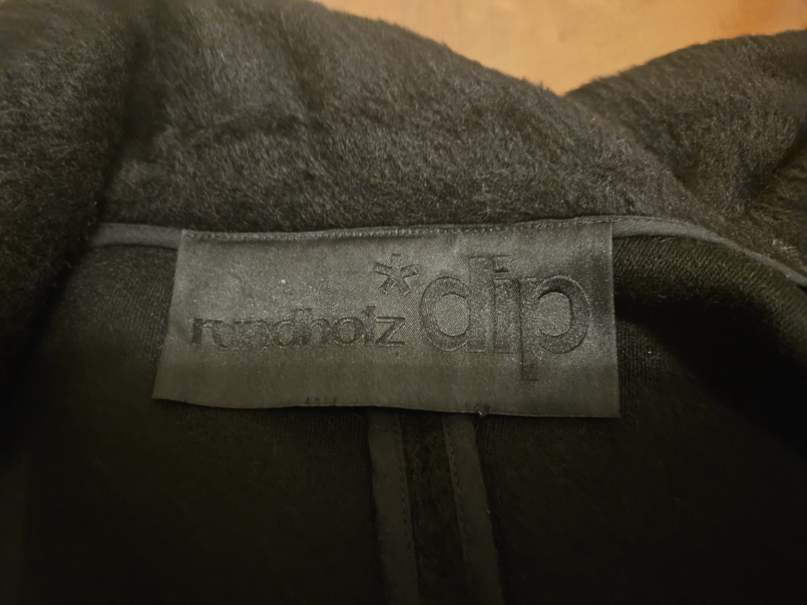 Rundholz DIP Black Alpaca Blend Deconstructed Coat w Ribbon Detail XS/S