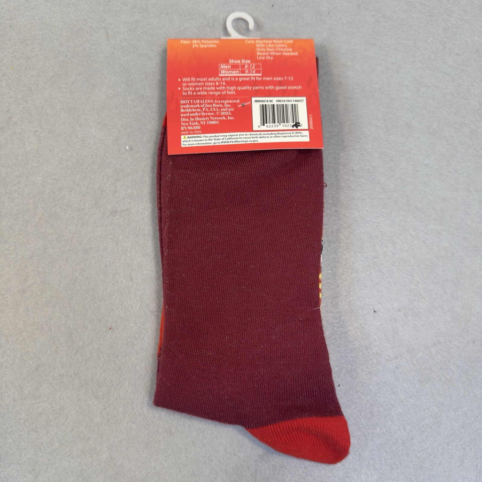 Hot Tamales Fierce Cinnamon Crew Socks Red Flame Graphic Unisex M 8-12 W 9-14