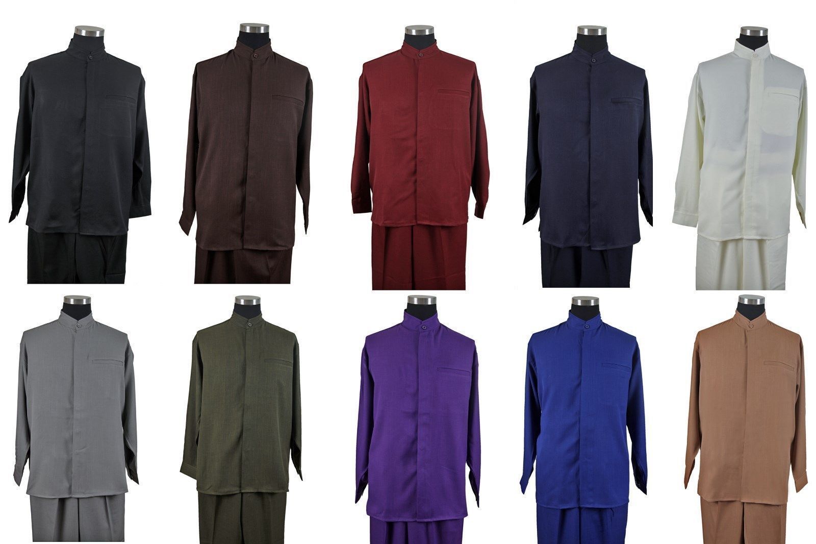Men’s Luxurious Mandarin Collar (banded collar) Walking Suit 2-Piece Set #28266
