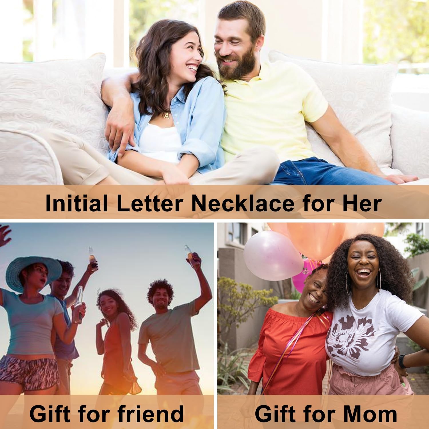 BOLAGTIER Bubble Letter Necklace Gold Plated Balloon Initial Medium,