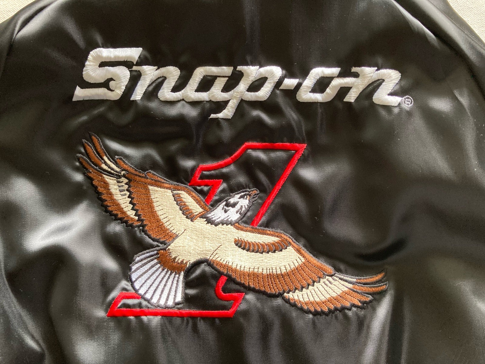 Snap-on Jacket Vtg Satin Mens Medium King Louie 1980s American Eagle made in USA