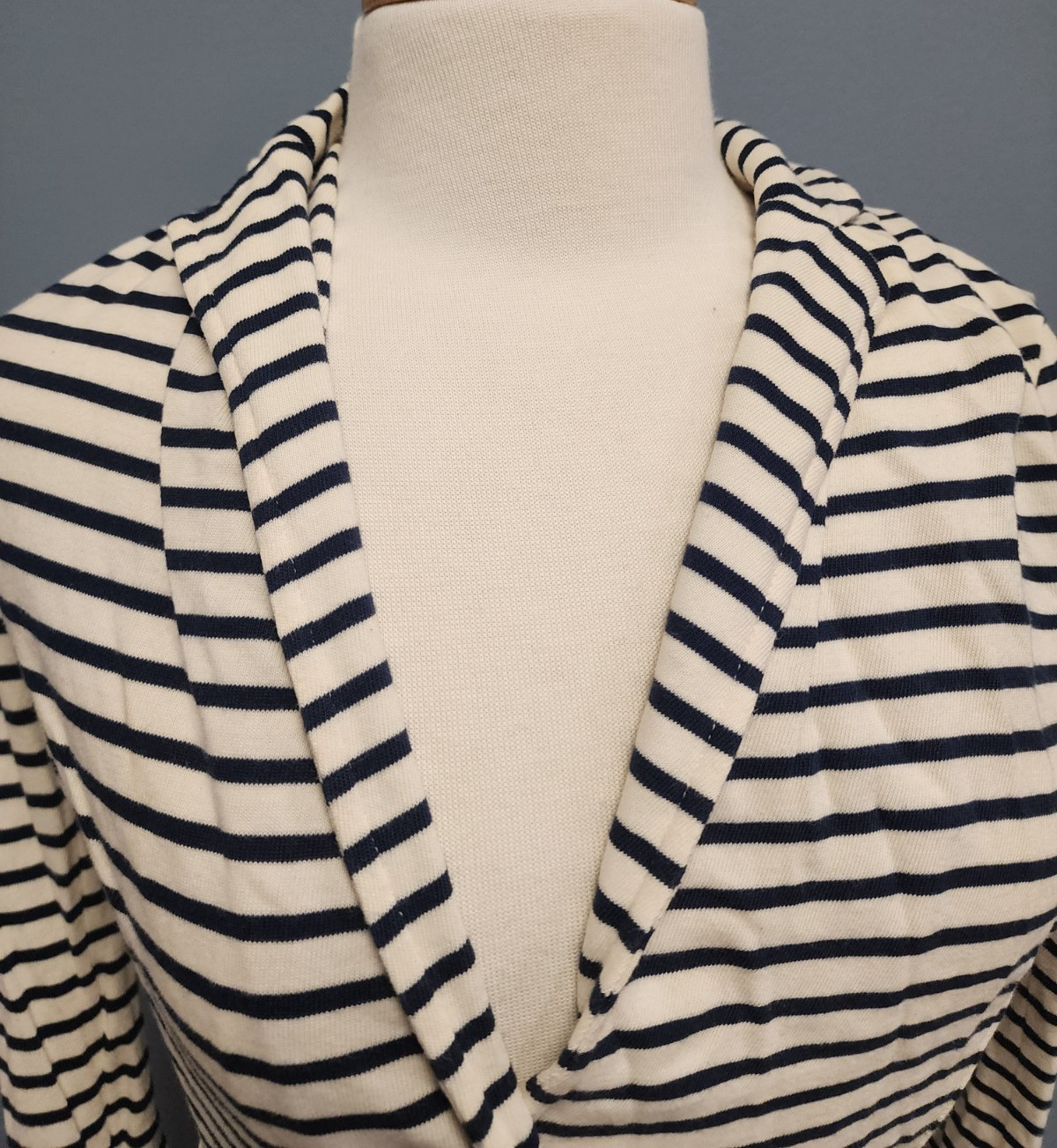 J Crew Maritime Knit Off White Navy Blue Striped Cotton Blazer Womens S Small