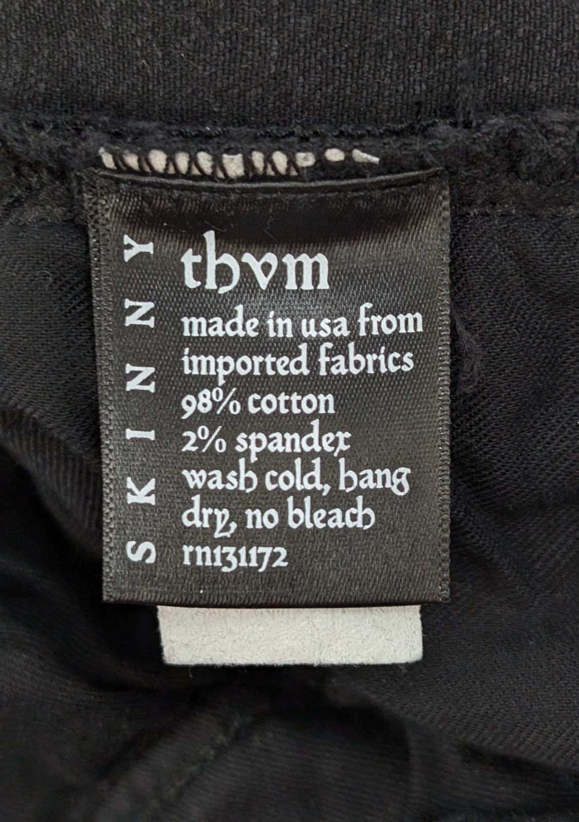 THVM Mens Size 34 Black Skinny Jeans Stretch Faded Wash Denim Pants