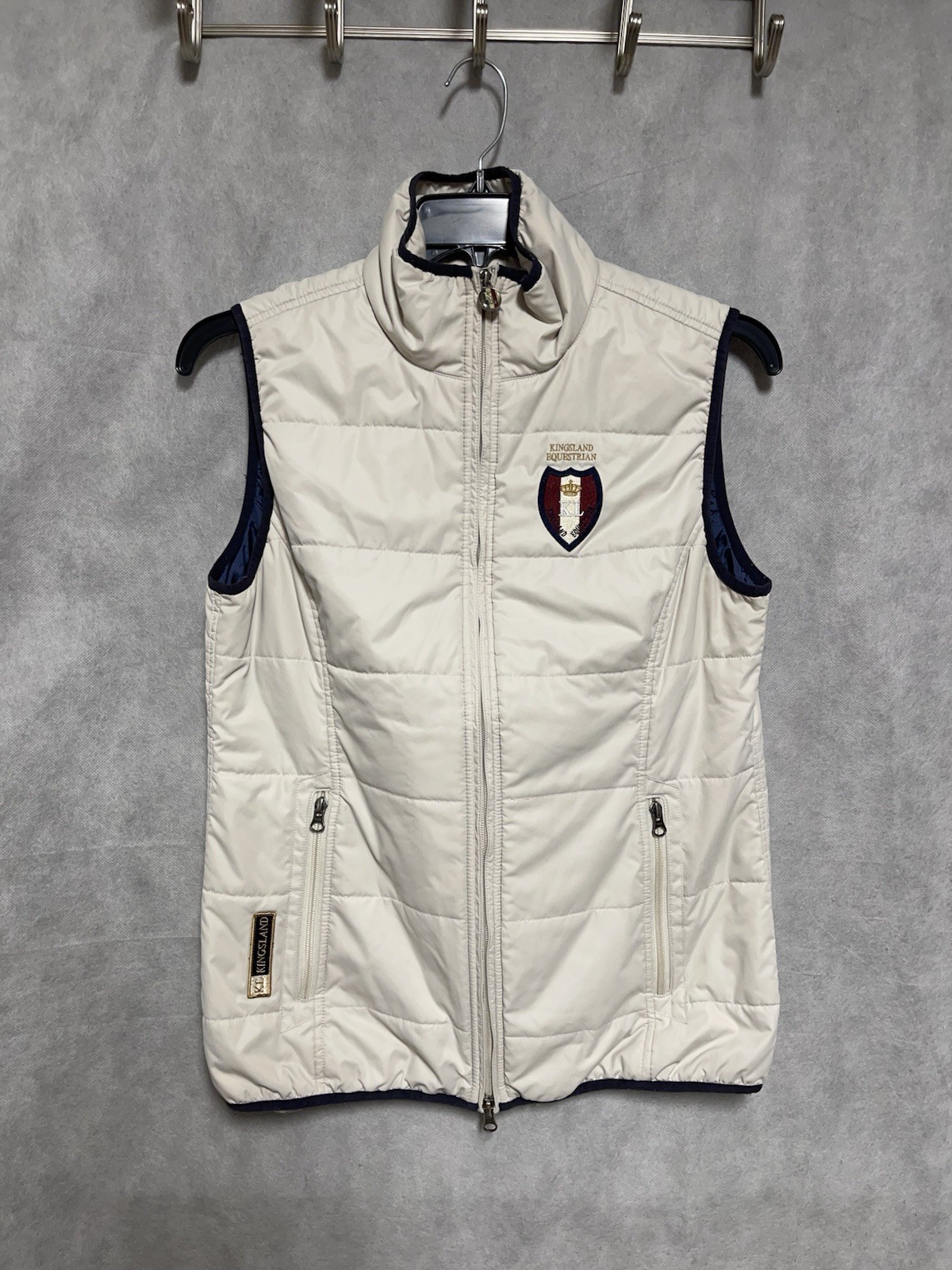 KINGSLAND Equestrian Vest Women M Ivory Puffer Primaloft Unisex Jacket Outerwear