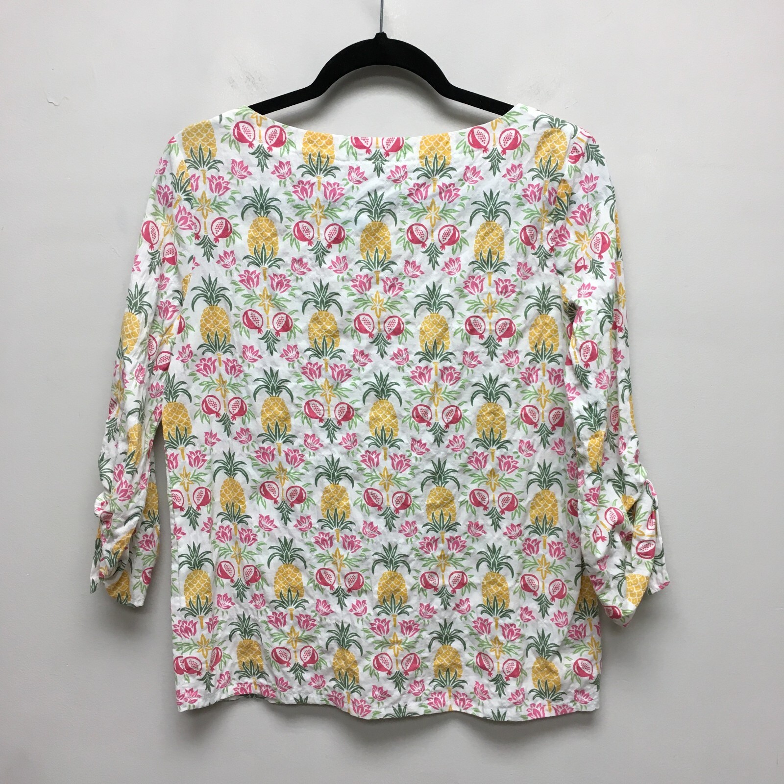 J McLaughlin Womens Multicolor Pineapple Palms Print Pullover Blouse Top XS NEW