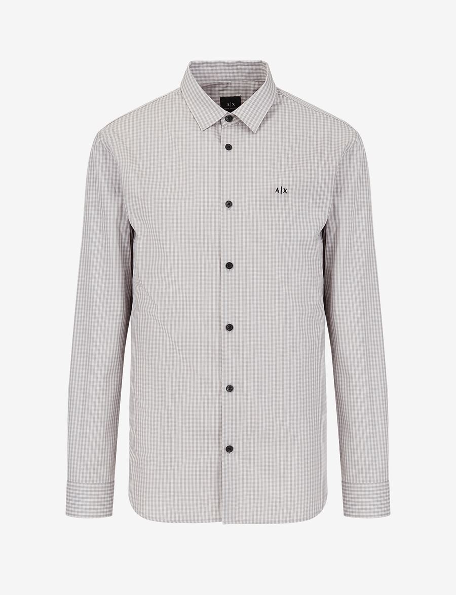 Armani Exchange A|X Casual Regular Fit Shirt Mens S Tan Checked w/ Logo NWT