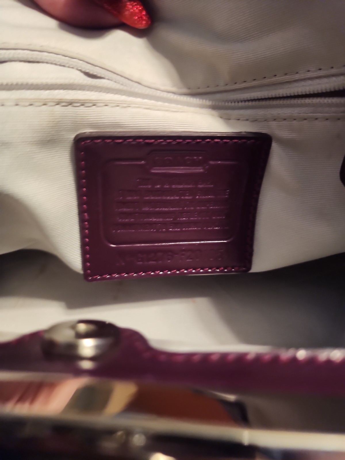 Coach Signature Jacquard Kisslock Tote Bag Purple 20105 Leather Trim
