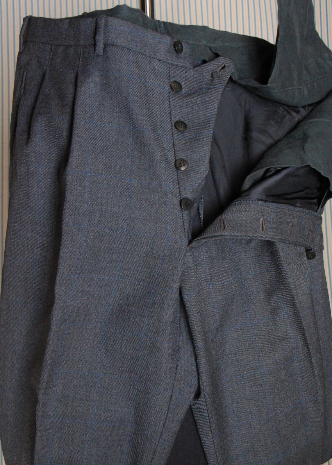 Sartoria Maugeri bespoke grey windowpane trousers W37