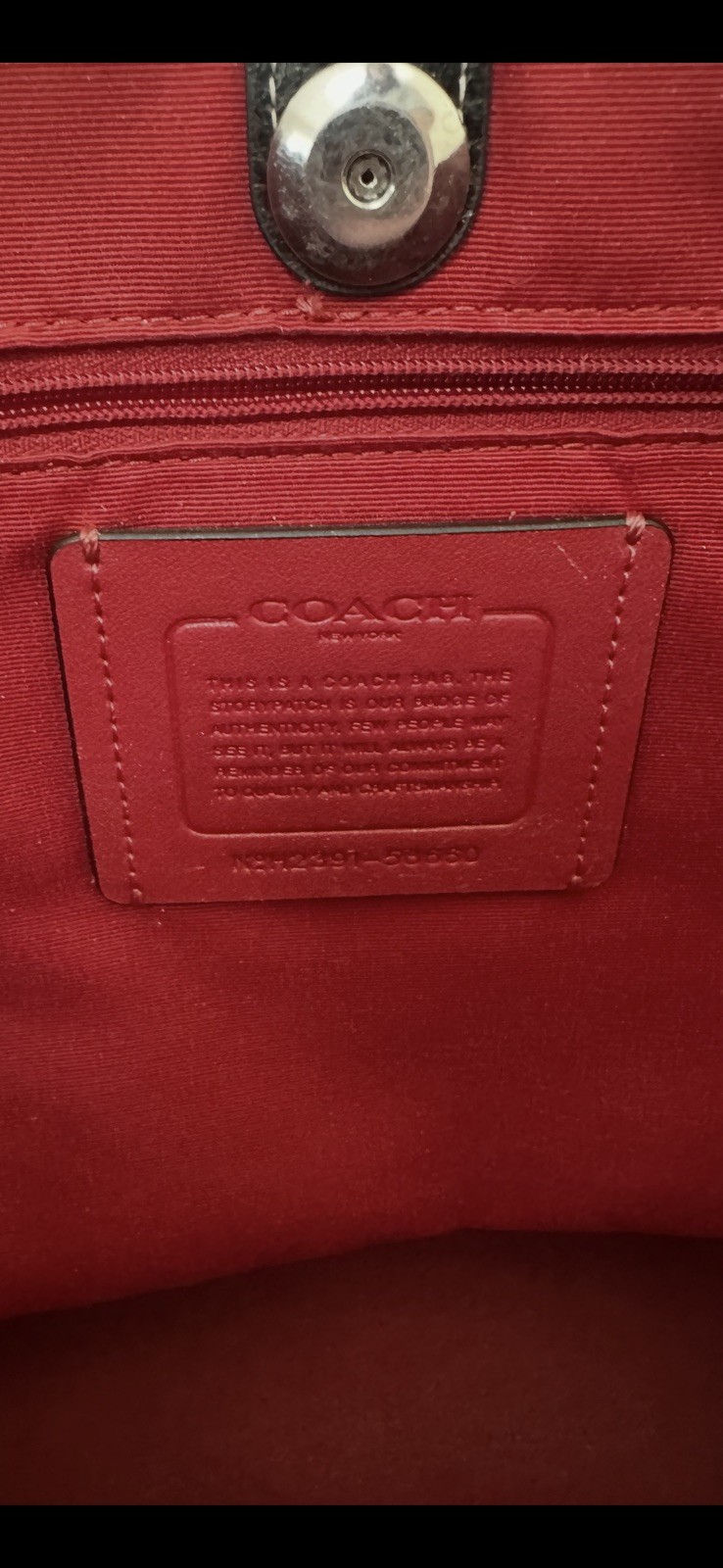 Authentic COACH Derby Tote in Black Pebbled Leather – Oxblood Red