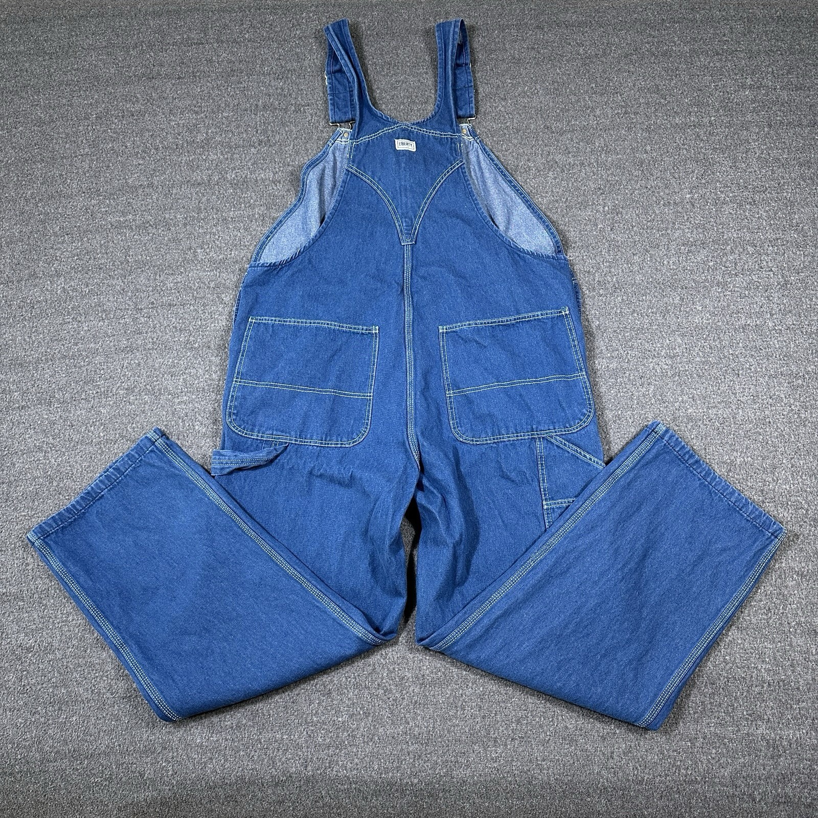 Liberty Overalls Mens 40×32 Hammer Loop Tool Pocket Carpenter Bib Green Trim Y2K
