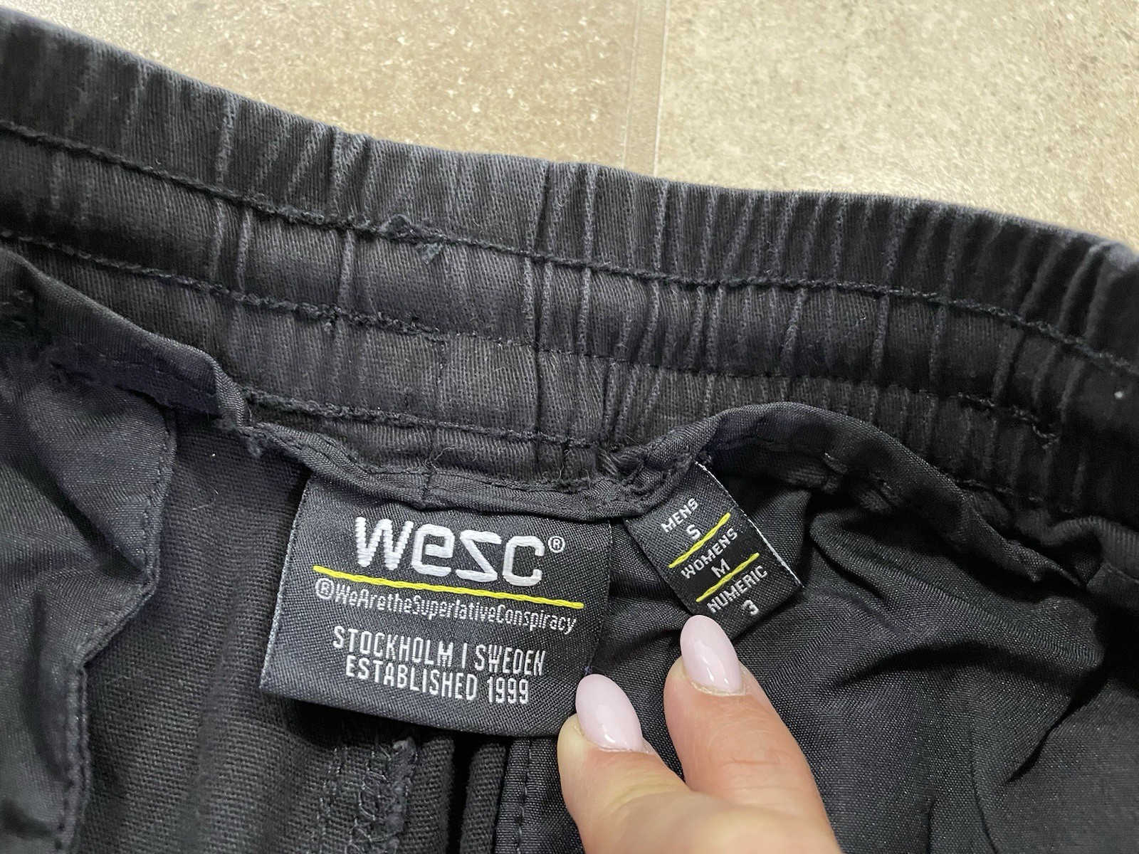 WeSC Mens Sz S Slim Fit Utility Joggers Black Pants Pockets