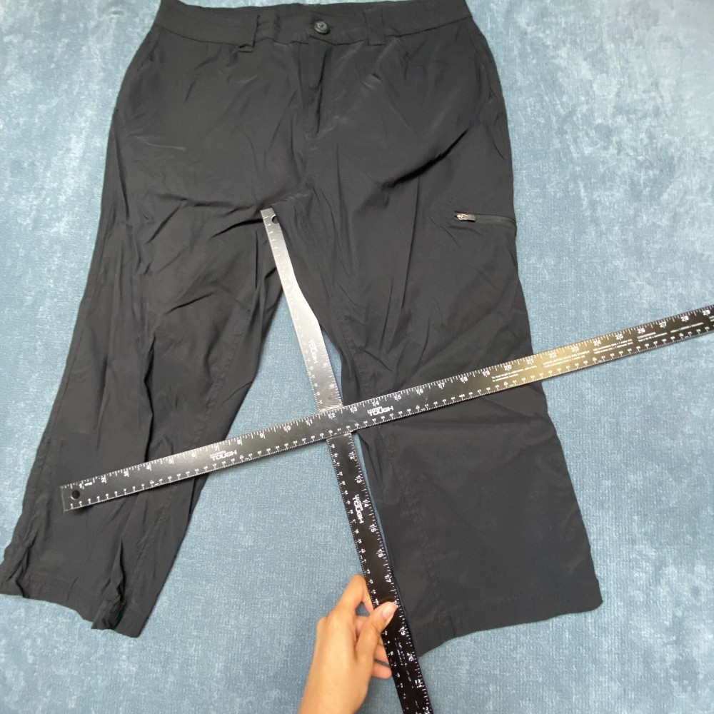 Eddie Bauer Rainier Capri Pants Womens 12 Brown Logo Utility Pockets Mid Rise