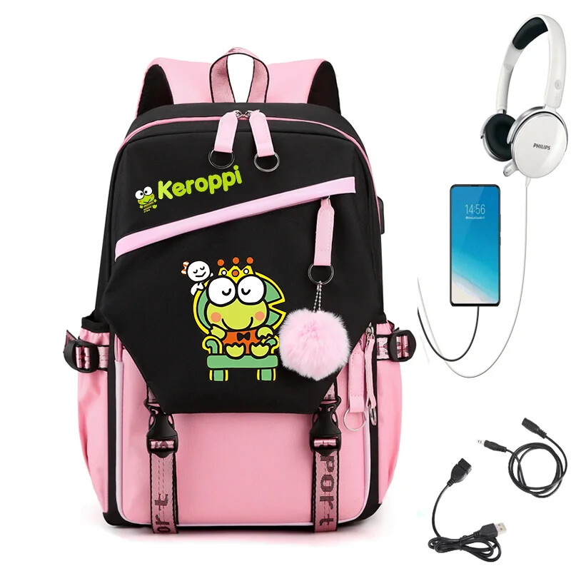 Kerokero/Keroppi/frog Backpack Rucksack School Bags USB Charging Backpack