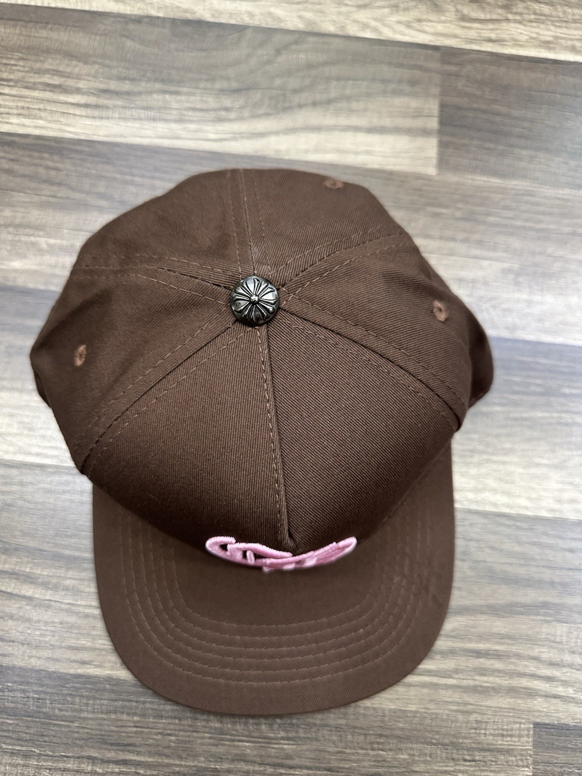 Chrome Heart Brown Pink CH Logo Embroidered Adjustable Snapback Baseball Cap
