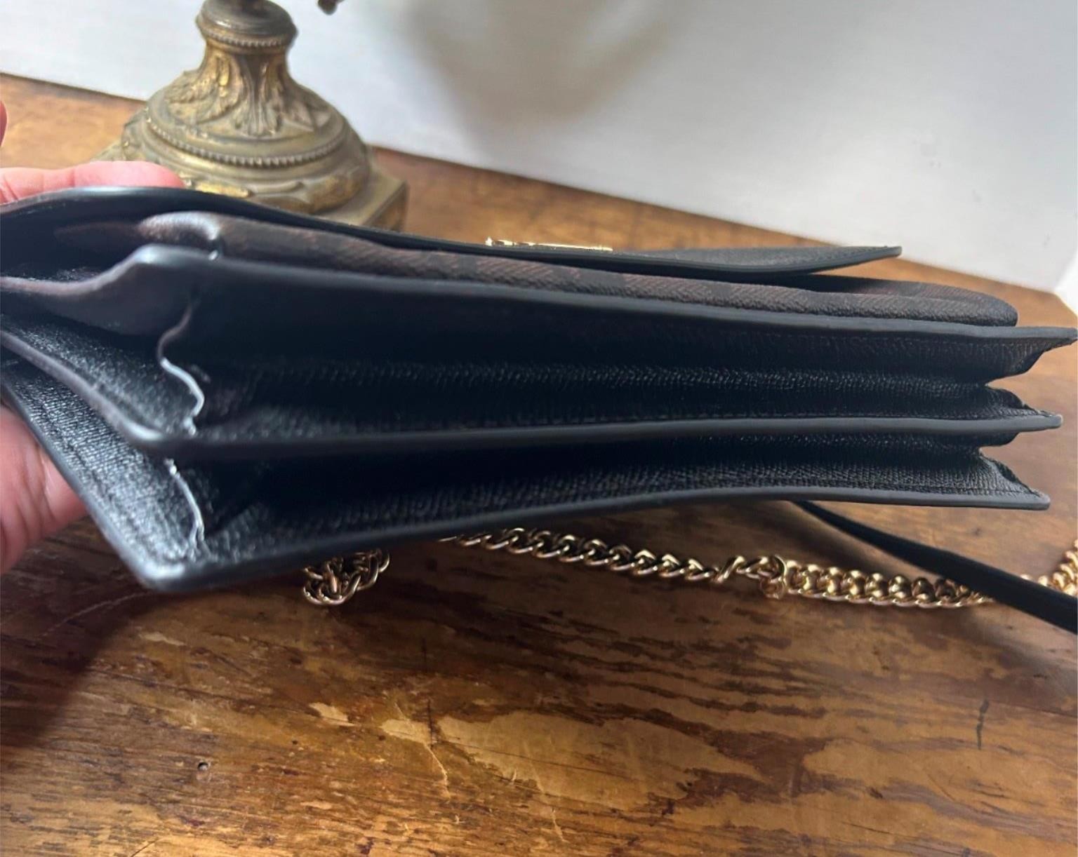 NW0T Coach Klare Crossbody Shoulder Handbag in Crossgrain Brown Black Gold 91019