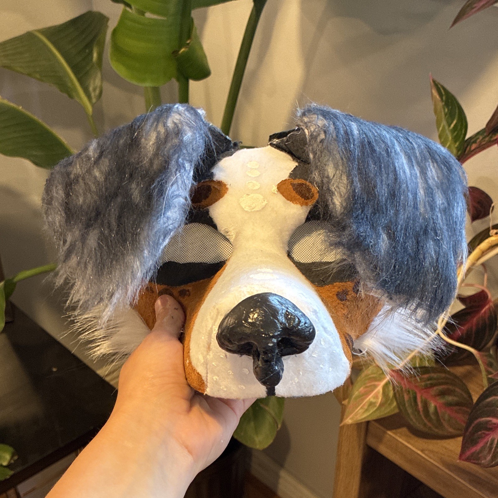 Dog Therian Mask With Pickable Nose, Painted Fur, and Eye Mesh. Lined and Padded