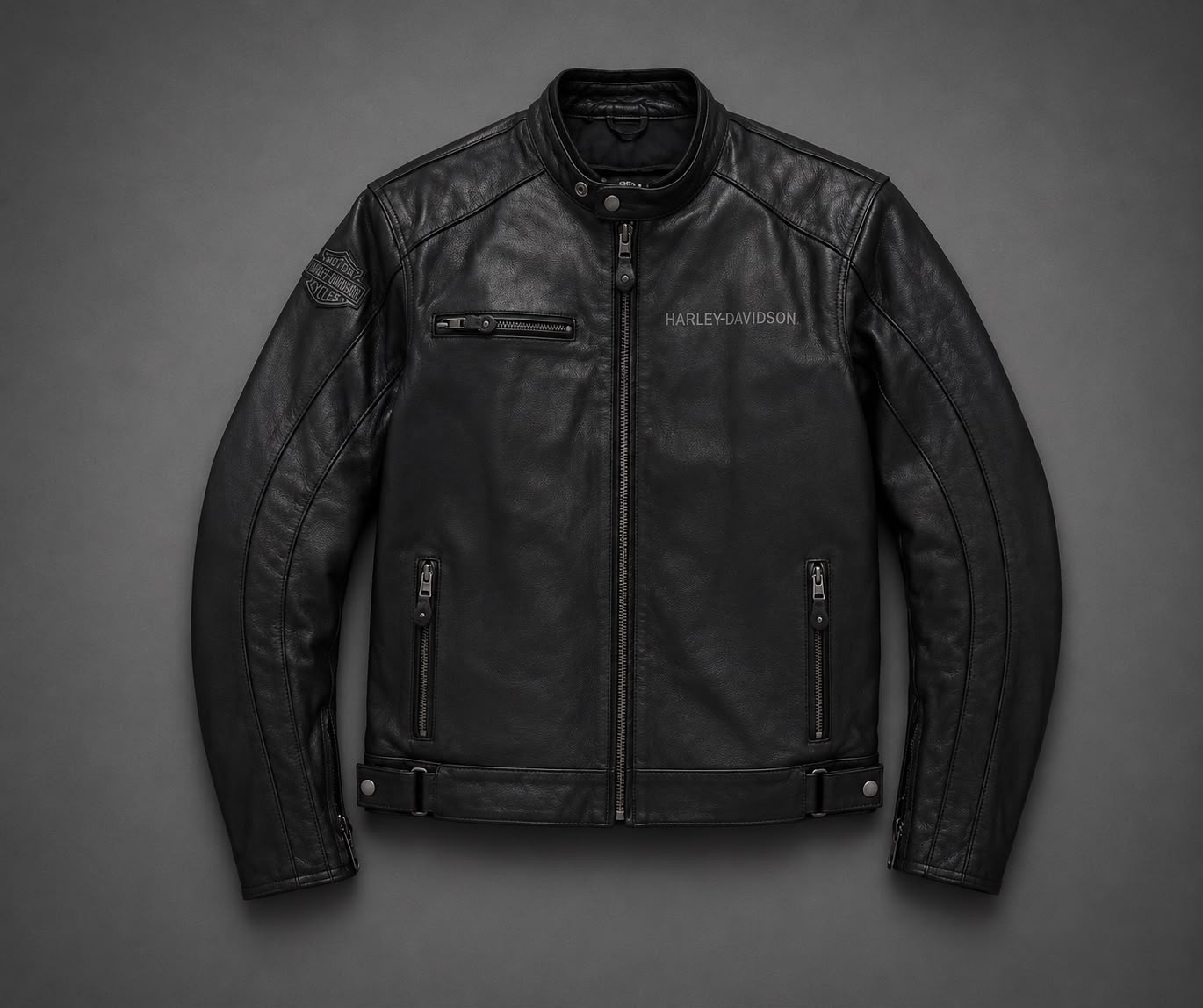 Men’s Harley Davidson Reflective Skull Motorcycle Genuine Cowhide Leather Jacket