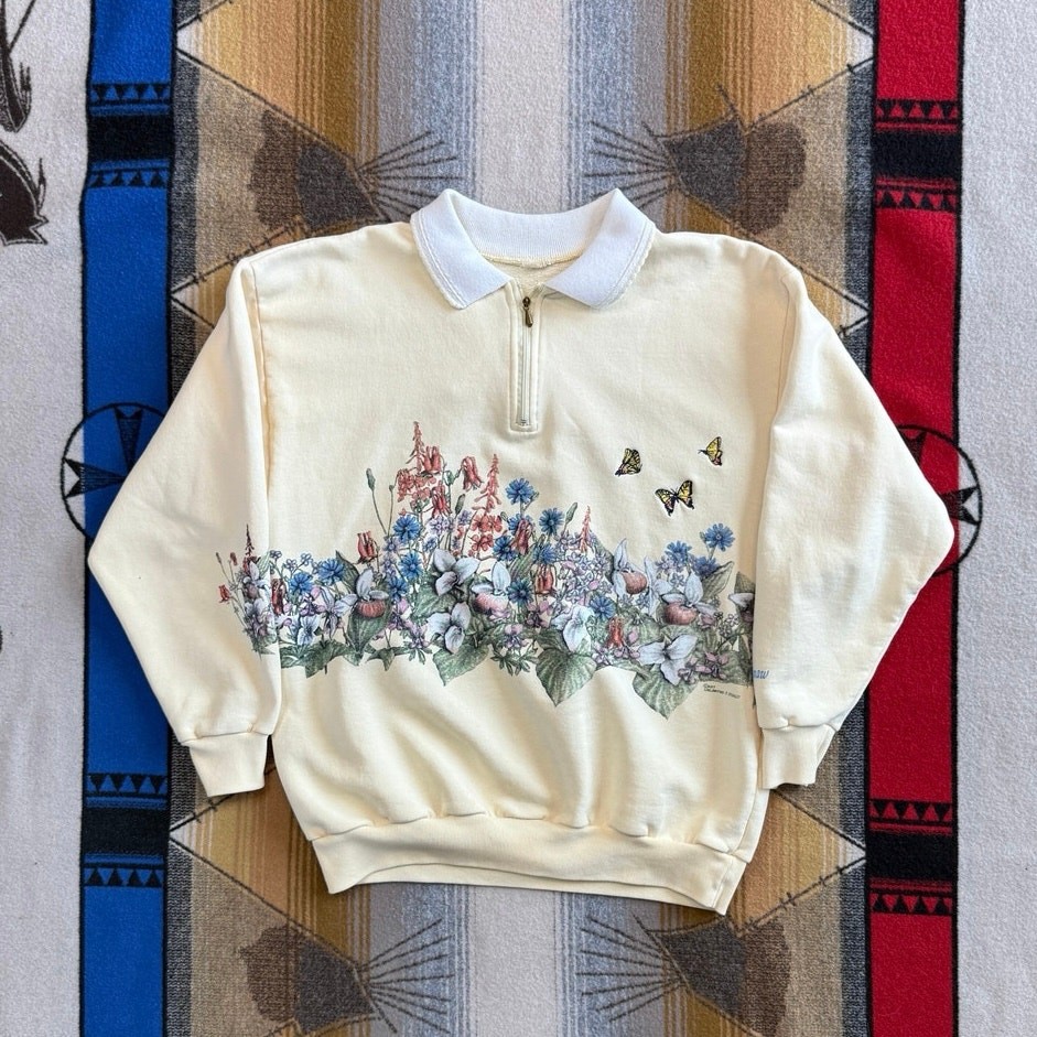 Vintage 90s Women’s Art Unlimited Butterfly Nature Outdoor Sweatshirt Size Small